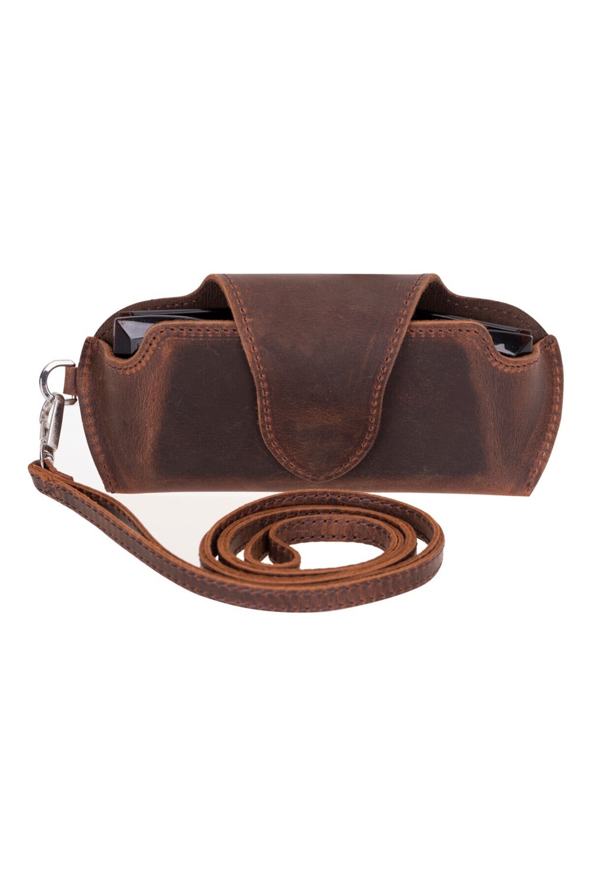 AbbasShop Riviera Deri Askılı Gözlük Kılıfı Antik Kahve