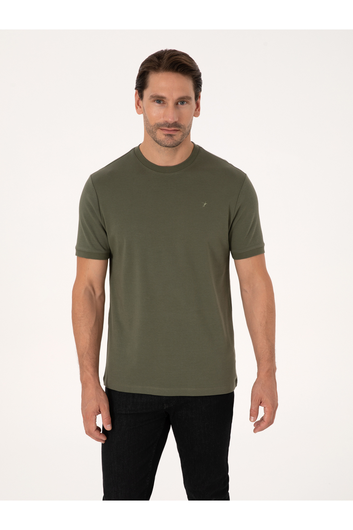 تی شرت نخی ساده خاکی برند کاشارل کد:(50319801-VR027) Cacharel