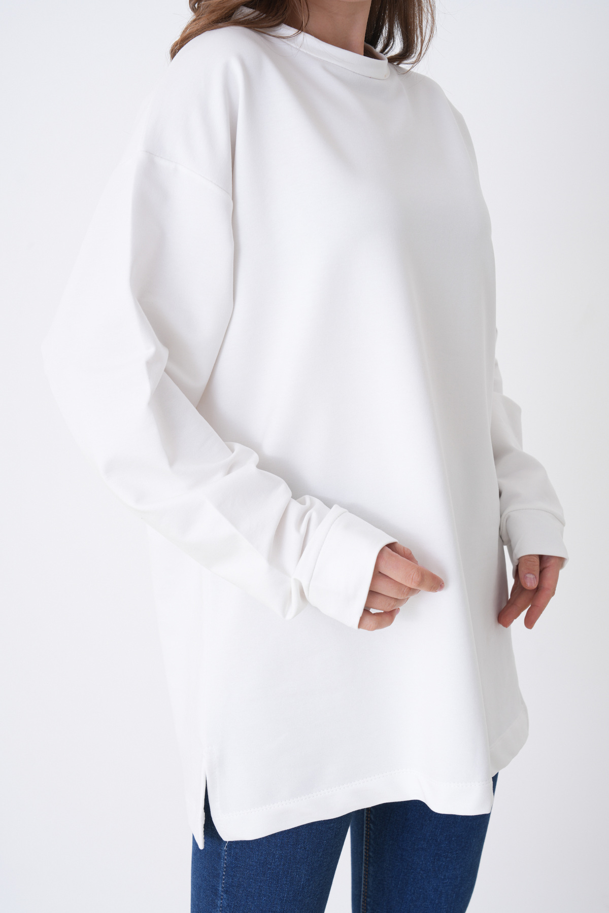 mermaya  premium kalite iki iplik kumaş, oversize, kadın sweatshirt - Görsel 7