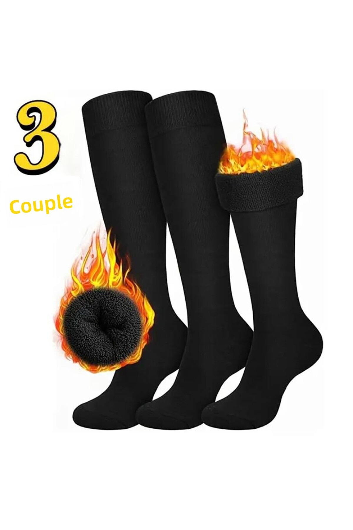 HANKARAYEL 3'Pair Winter Thick Knee-Length Towel Thermal Socks