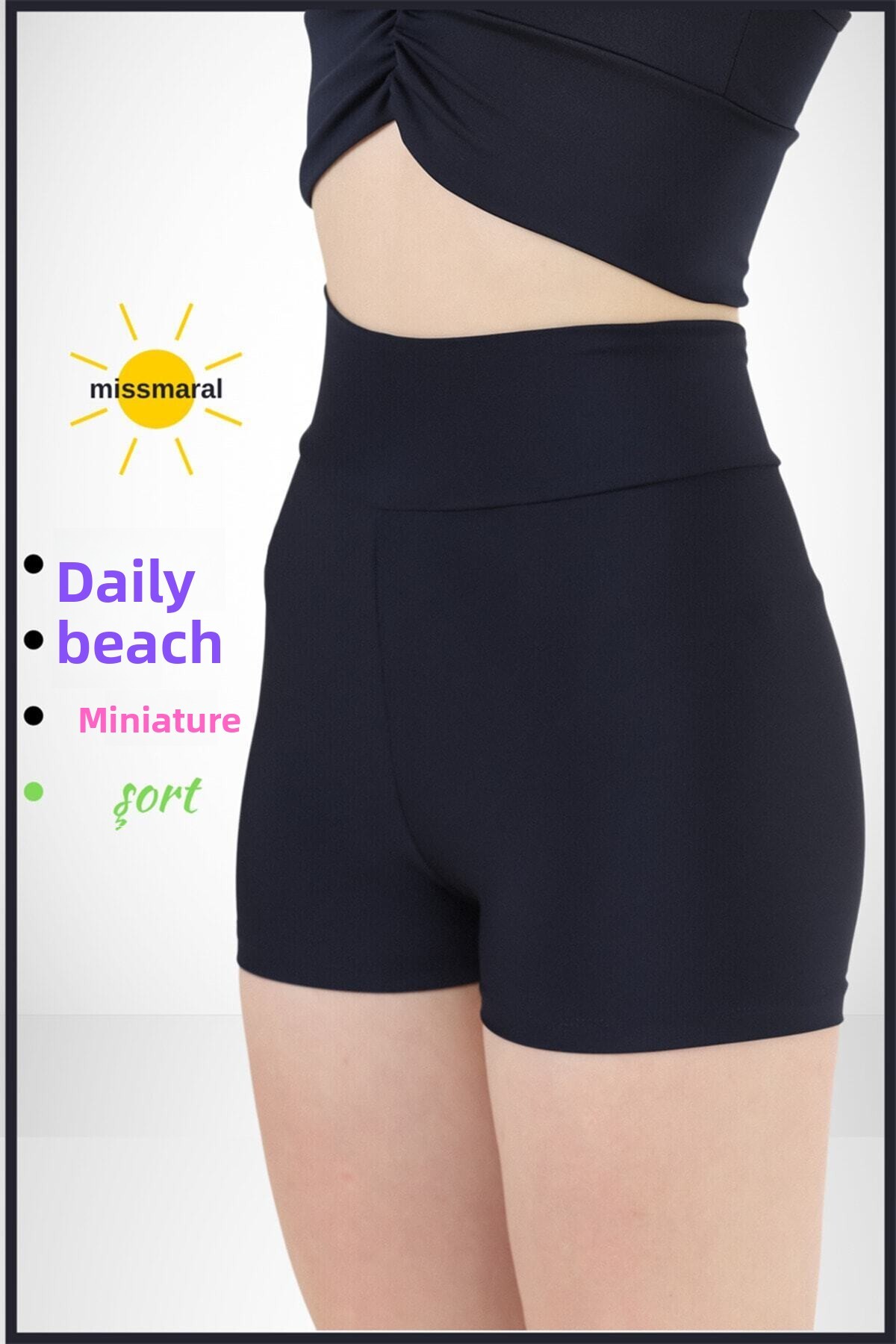 missmaral Women's Mini Leggings Sea Pool Shorts Dark Blue Color Daily Use Firming Fit Look 1080