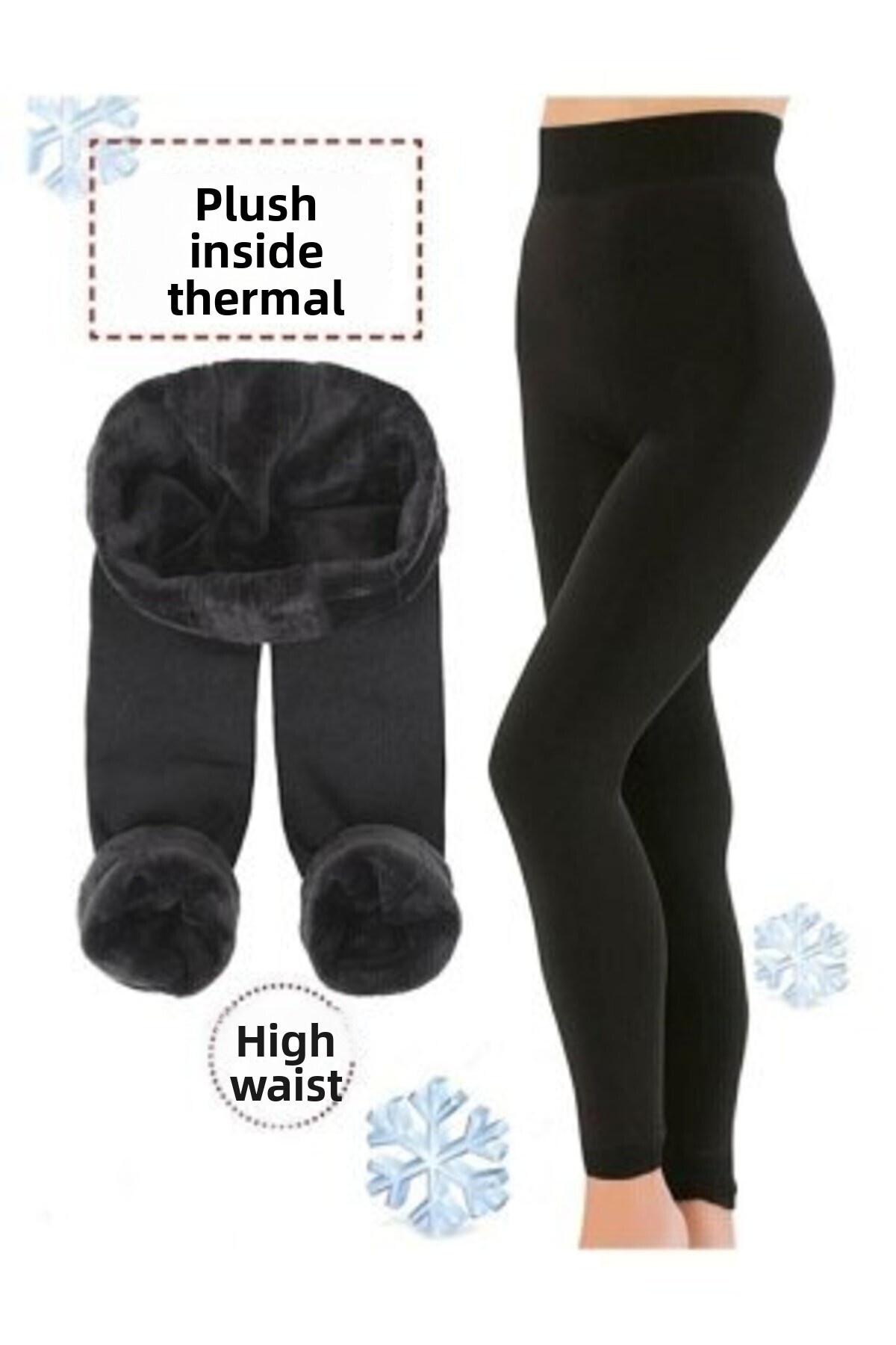 ZAYA Női fekete varrat nélküli Thermal plüss leggings felsőruházat