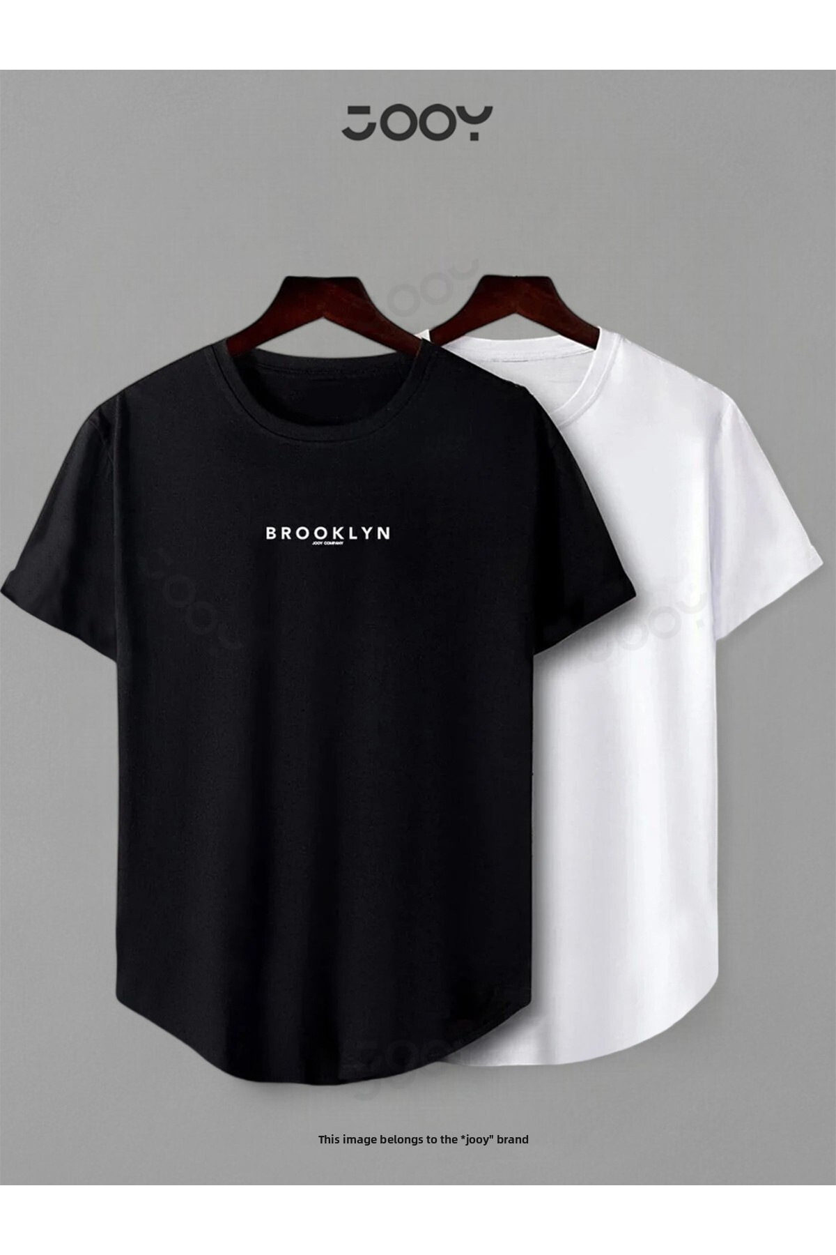 Jooy Company Brooklyn Jc Printed Black and White Oval Cut Tshirt Set of 2
