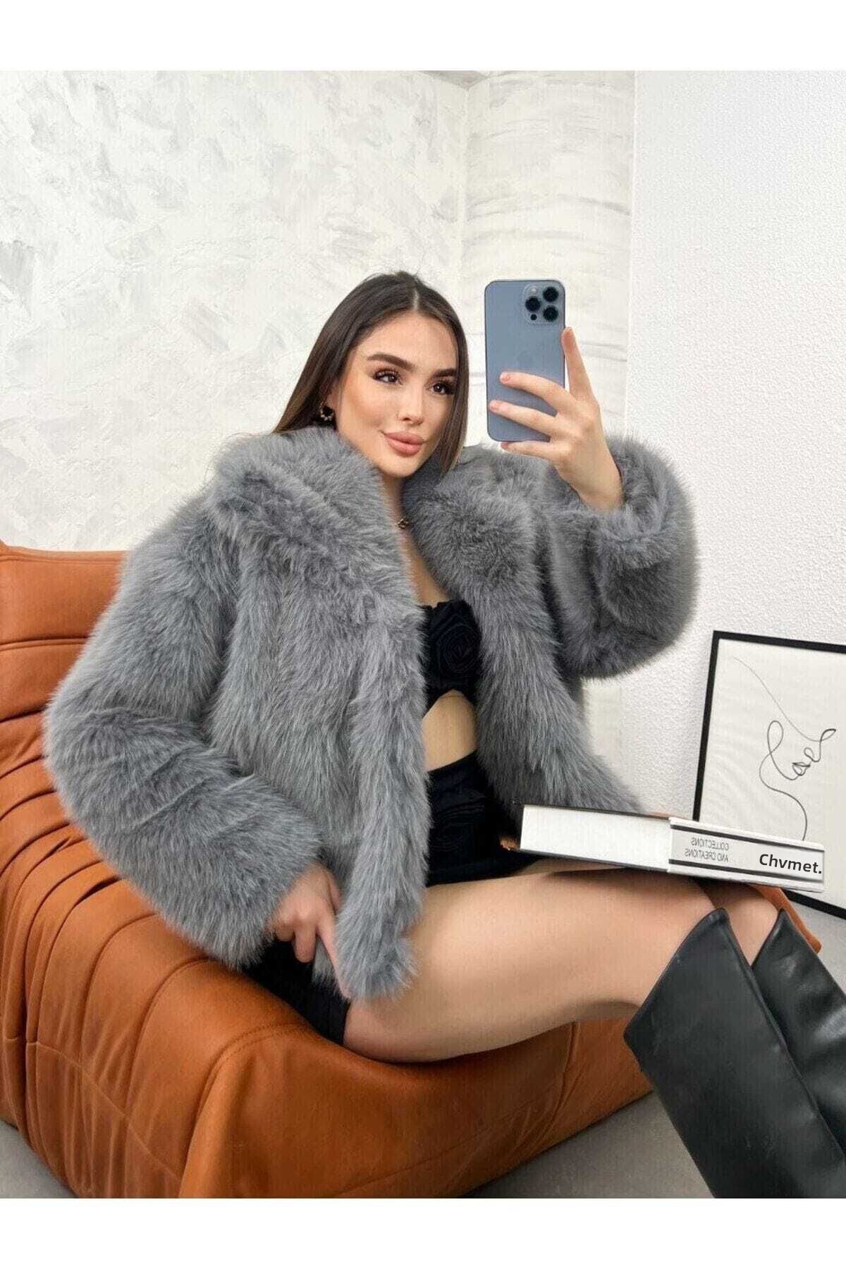 MODA DURAĞI Dámská prémiová umělá krátká kožešina z dovozu