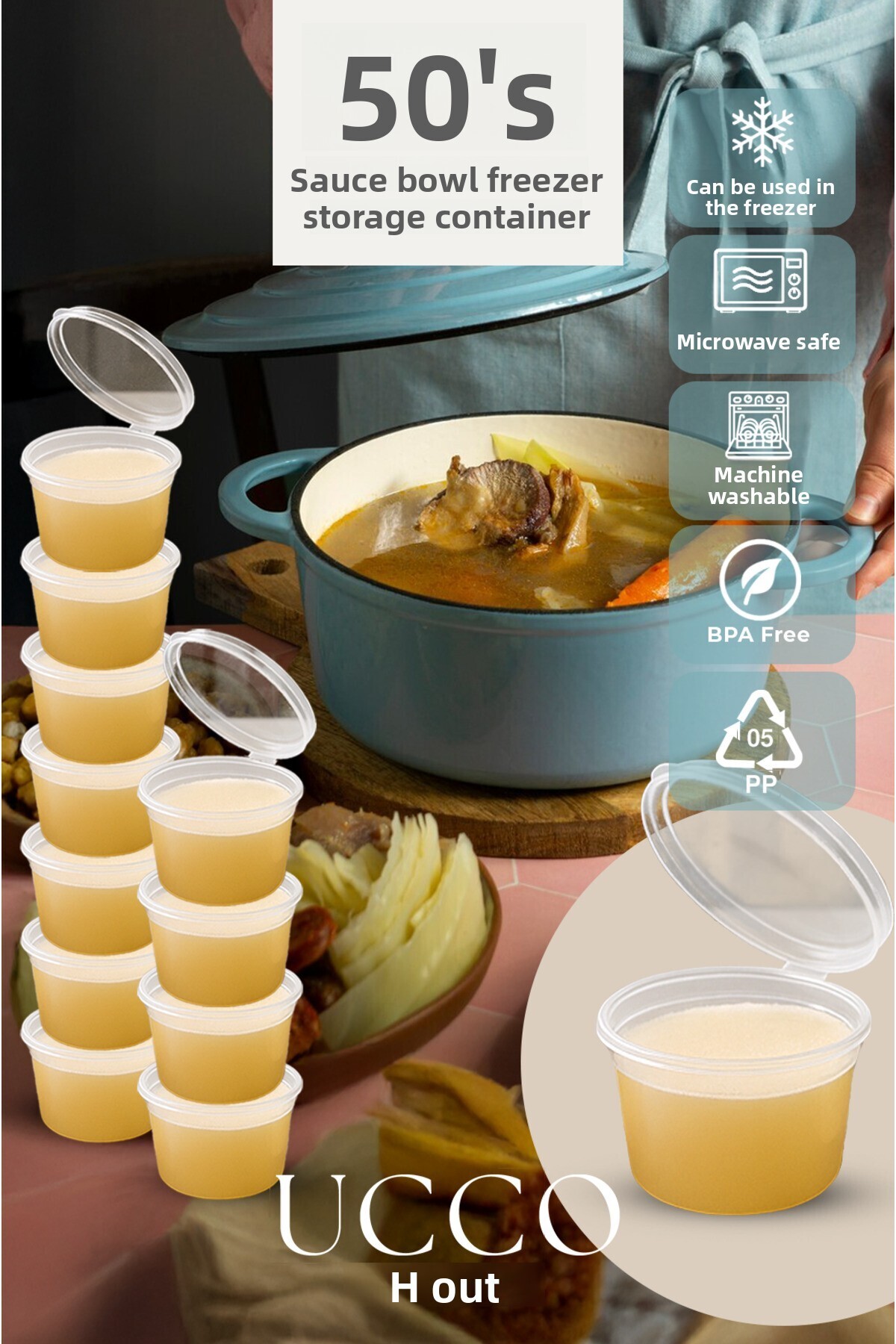 UCCO 50 Pieces 120 ml Sauce Cups with Leak-Proof Lids, Ice Cream ...