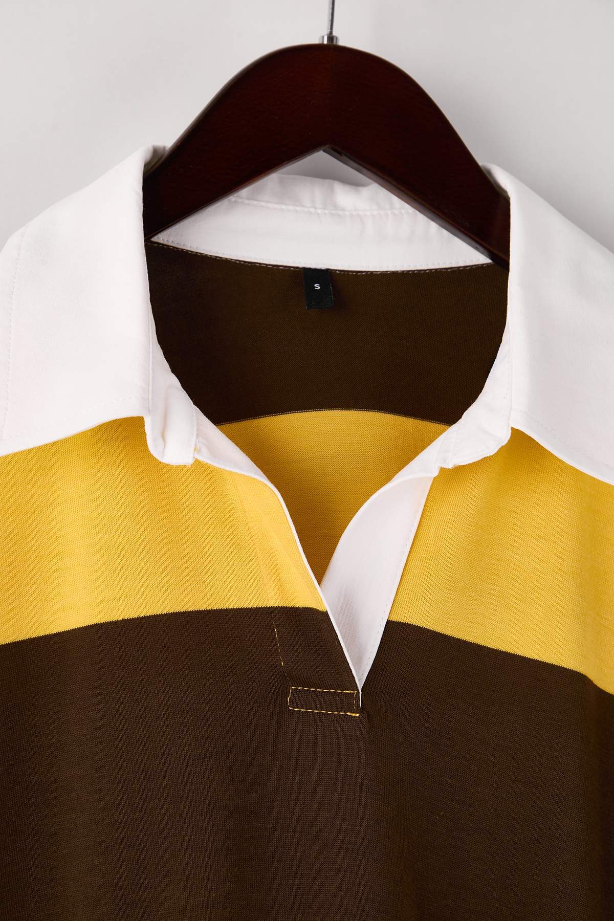 Trendyolmilla  Sarı Çizgili Polo Yaka Oversize/Geniş Kalıp Örme Sweatshirt TWOAW26SW00051 - Görsel 6