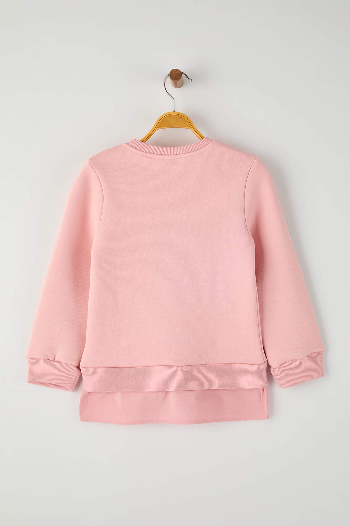 Trendyolmilla  Pembe Pamuklu Kalp Basklı Kalın/İçi Polarlı Regular Örme Kız Çocuk Sweatshirt TKDAW26SW00023 - Görsel 6