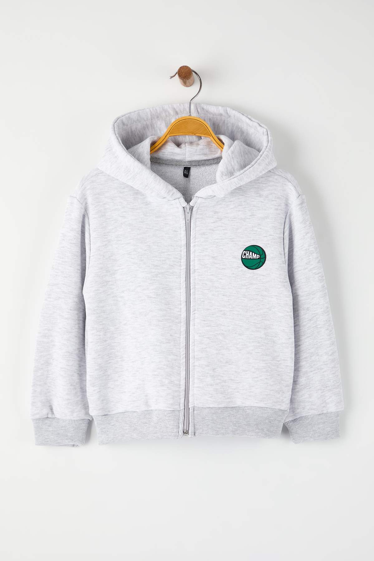 Trendyolmilla  Kar Melanj Pamuklu Baskılı Kapüşonlu Fermuarlı Regular Erkek Çocuk Örme Hırka TKDAW26SW00032 - Görsel 4