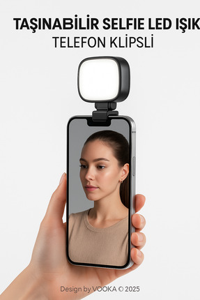 VOOKA Led Işık Çok Amaçlı LED Video Işığı–Telefon Kamera ve Laptop Profesyone...