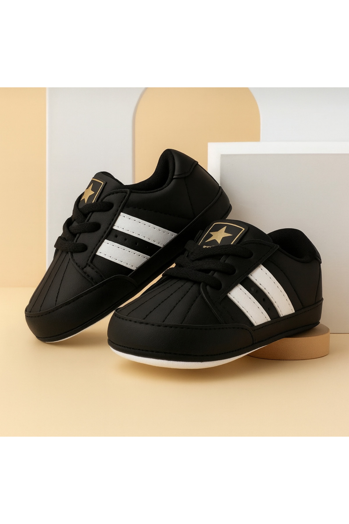 Black and White Sports Style Baby Bootees Size 18-19