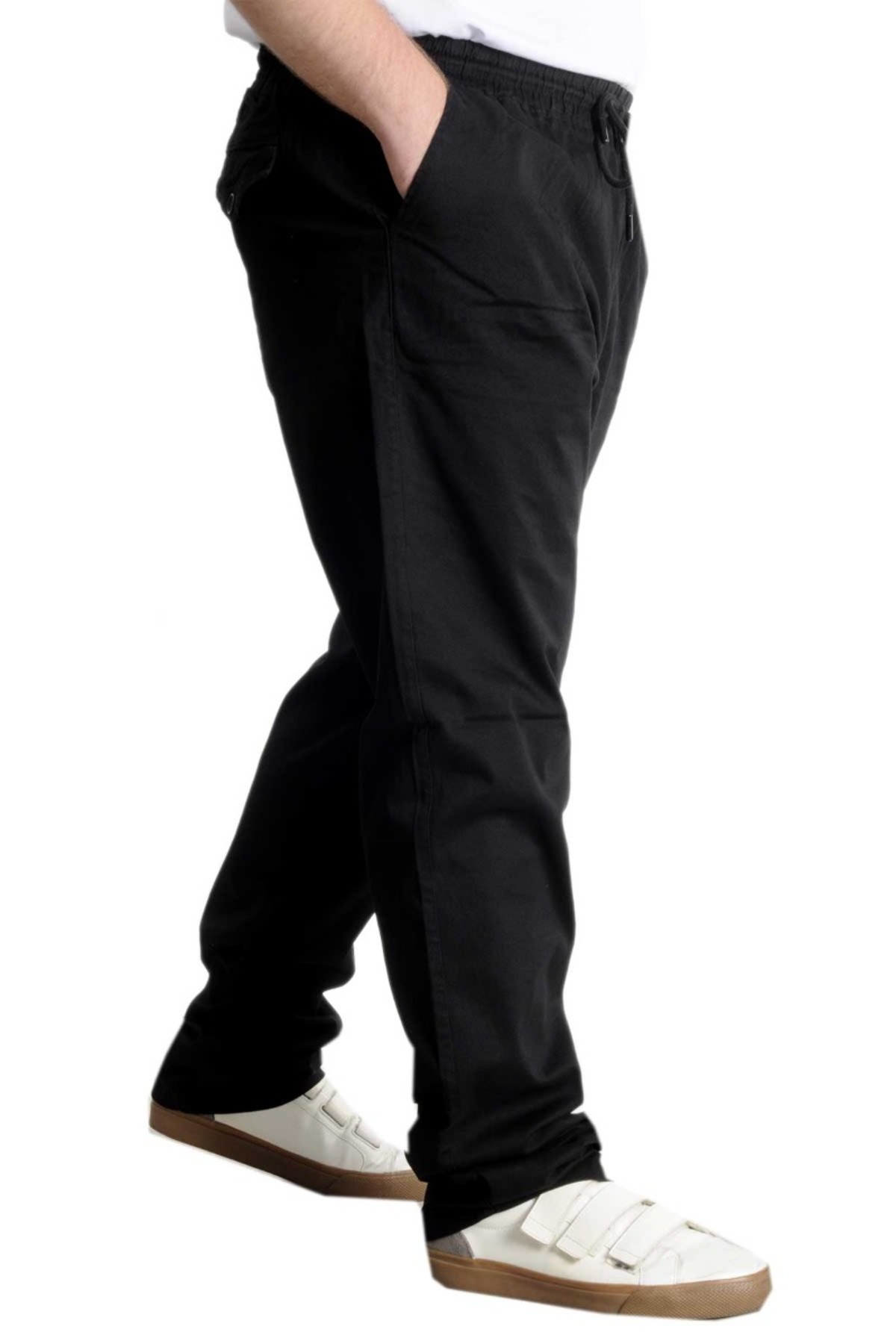 ModeXL Mode Xl Büyük Beden Pantolon Gabardin Kargo Düz Paça Jogger Doğa 21928 Siyah görsel 4