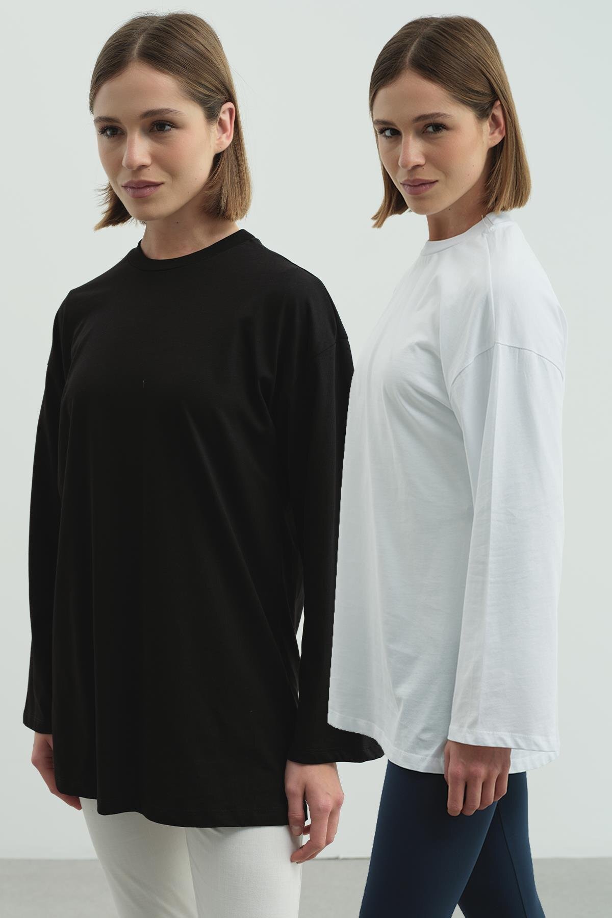 Wide Sleeve Oversize 2-Pack T-Shirt 964 Black/White