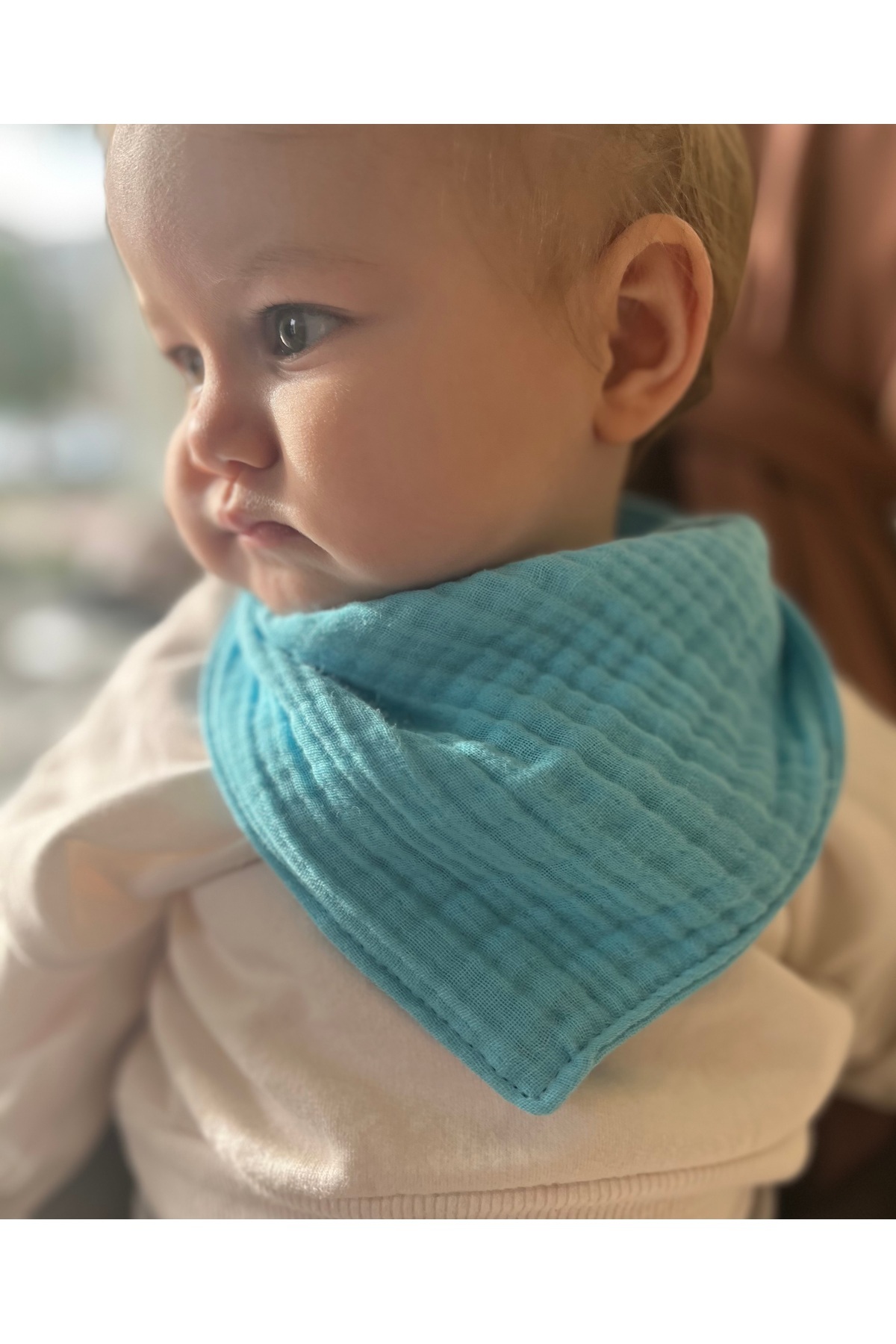 runbaby Dört Kat Multi Müslin Çıtçıtlı Bebek Salya Önlük & Fular (Turkuaz) fotoğrafı 2 (önizleme)