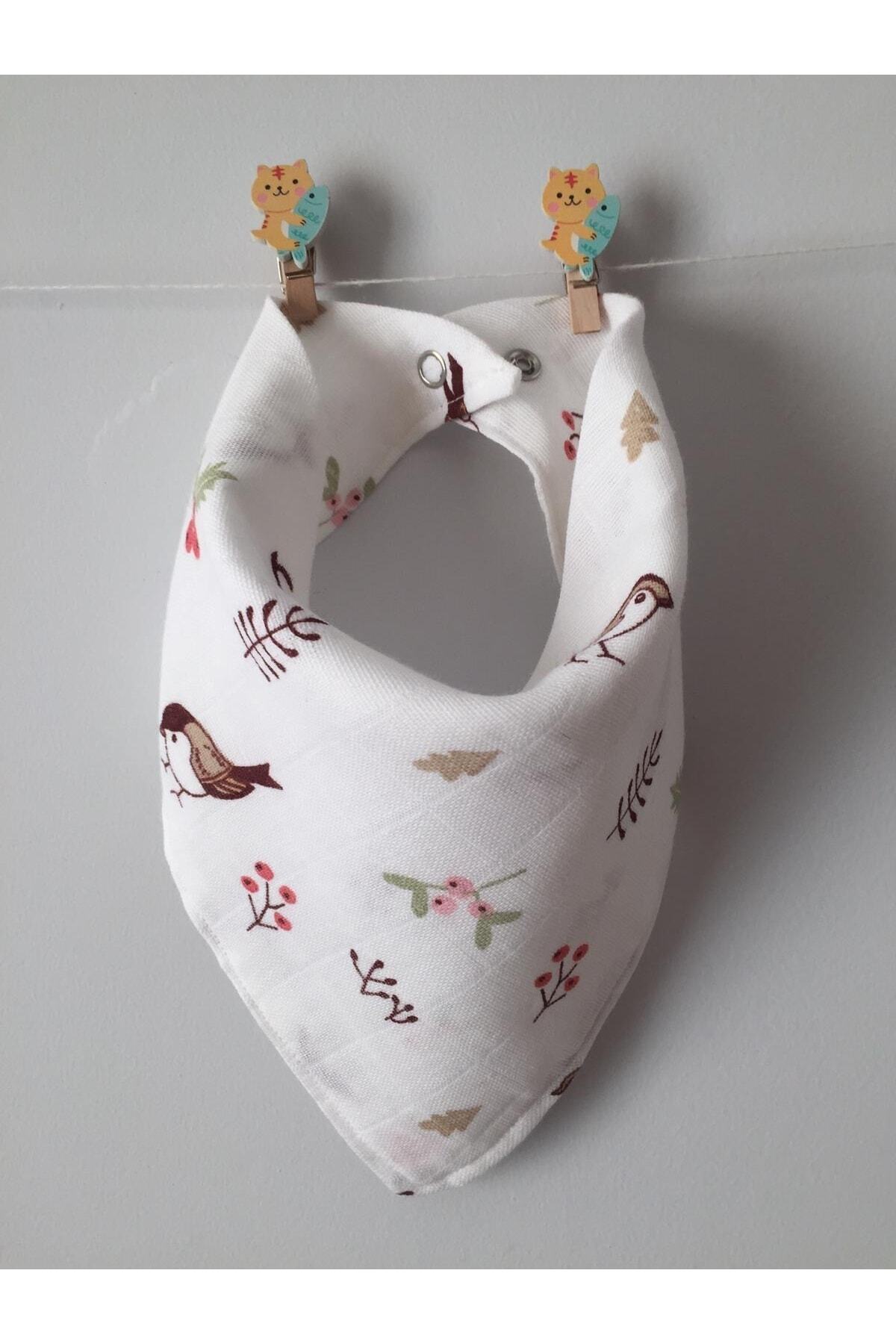 runbaby Pamuk Müslin Kumaş Çıtçıtlı Bebek Salya & Fular Önlük fotoğrafı 4 (önizleme)