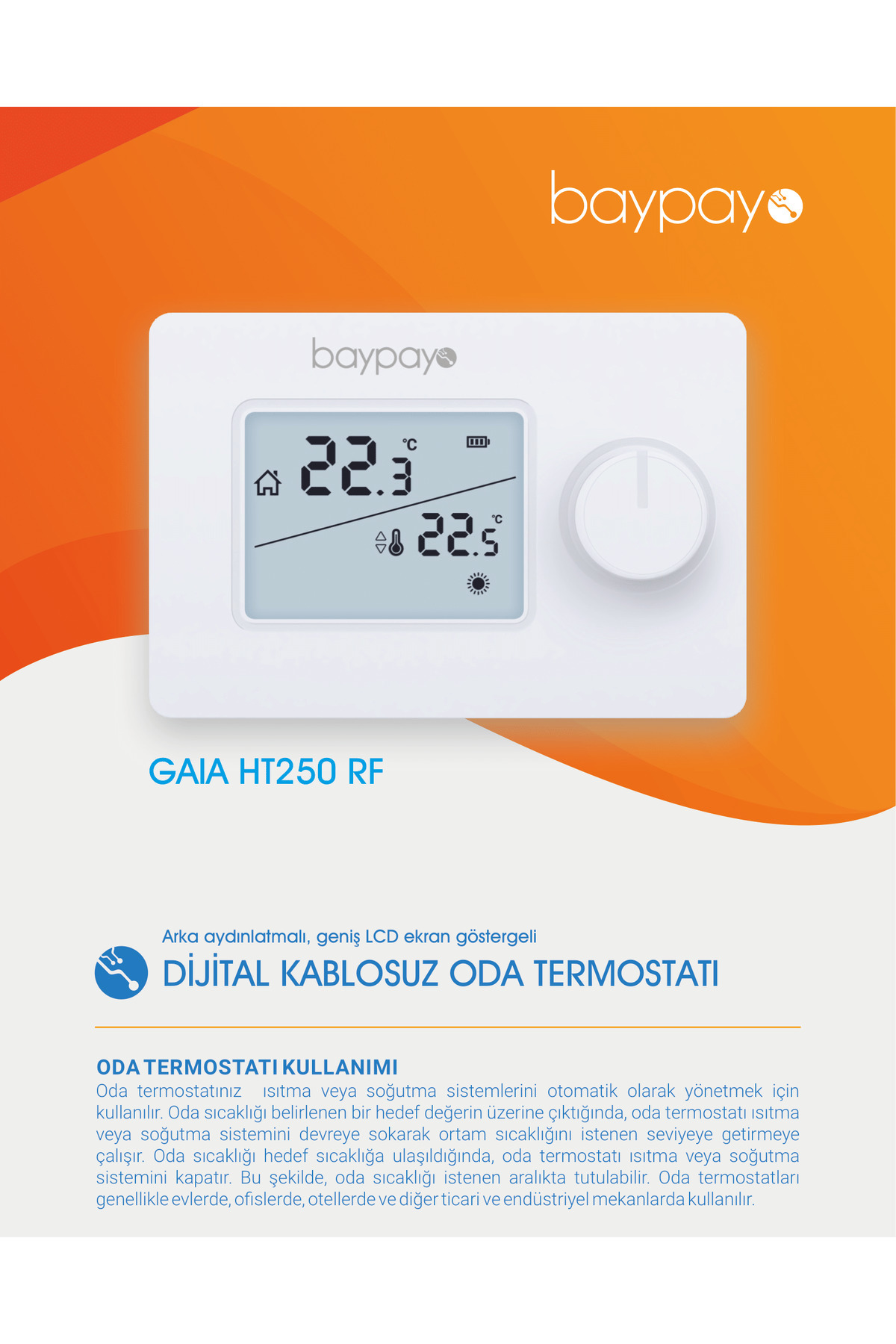BAYPAYO Oda Termostatı modem dahil Kablosuz Wireless