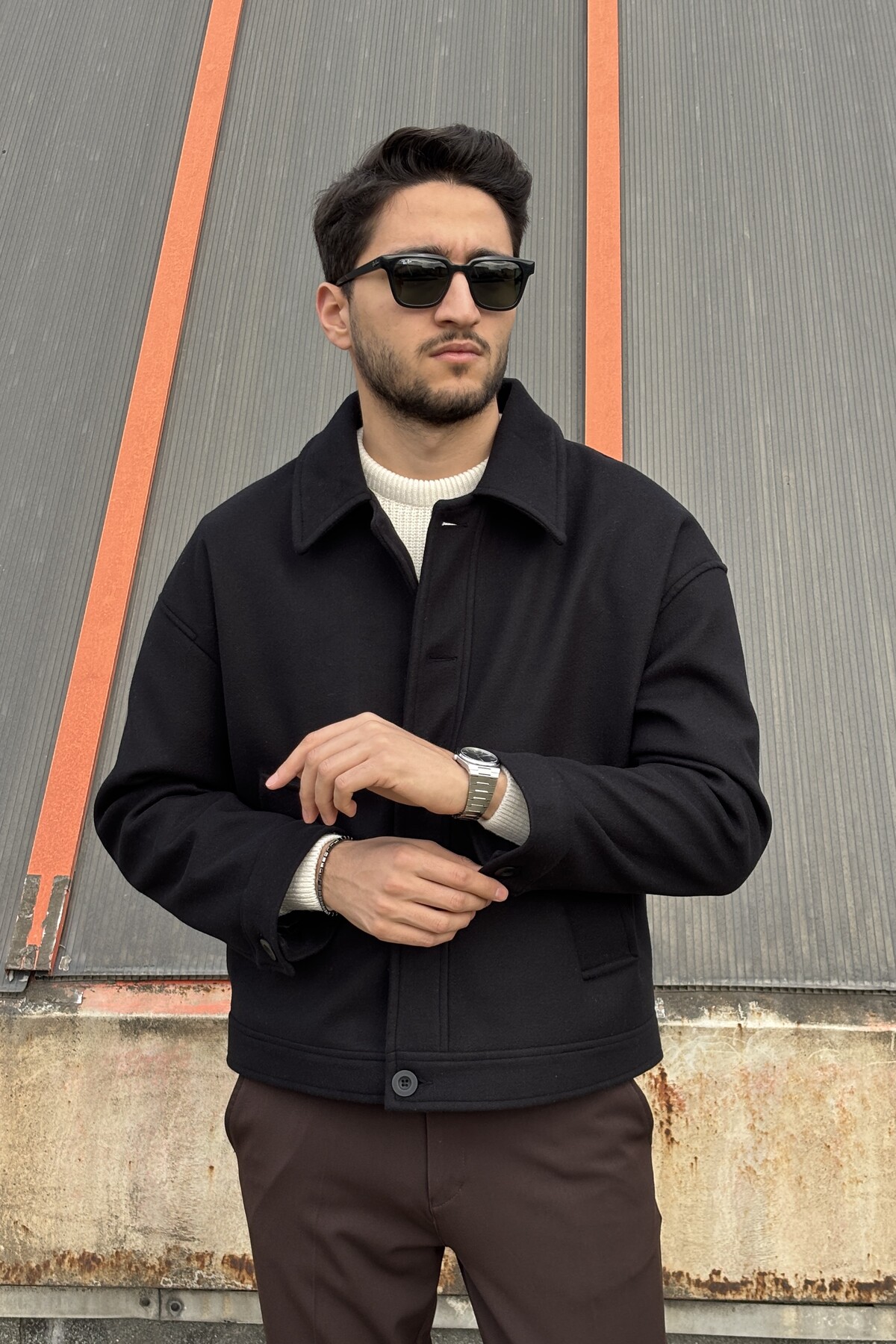 inpool  Gömlek yaka, oversize-fit, Old Money Culture, düğmeli, kaşe kumaş ceket 24USEC05 - Görsel 7