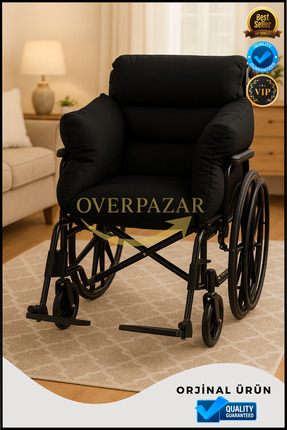 Overbazaar Siyah Tekerlekli Sandalye Minderi | Ekstra Dolgulu Ortopedik Deste...