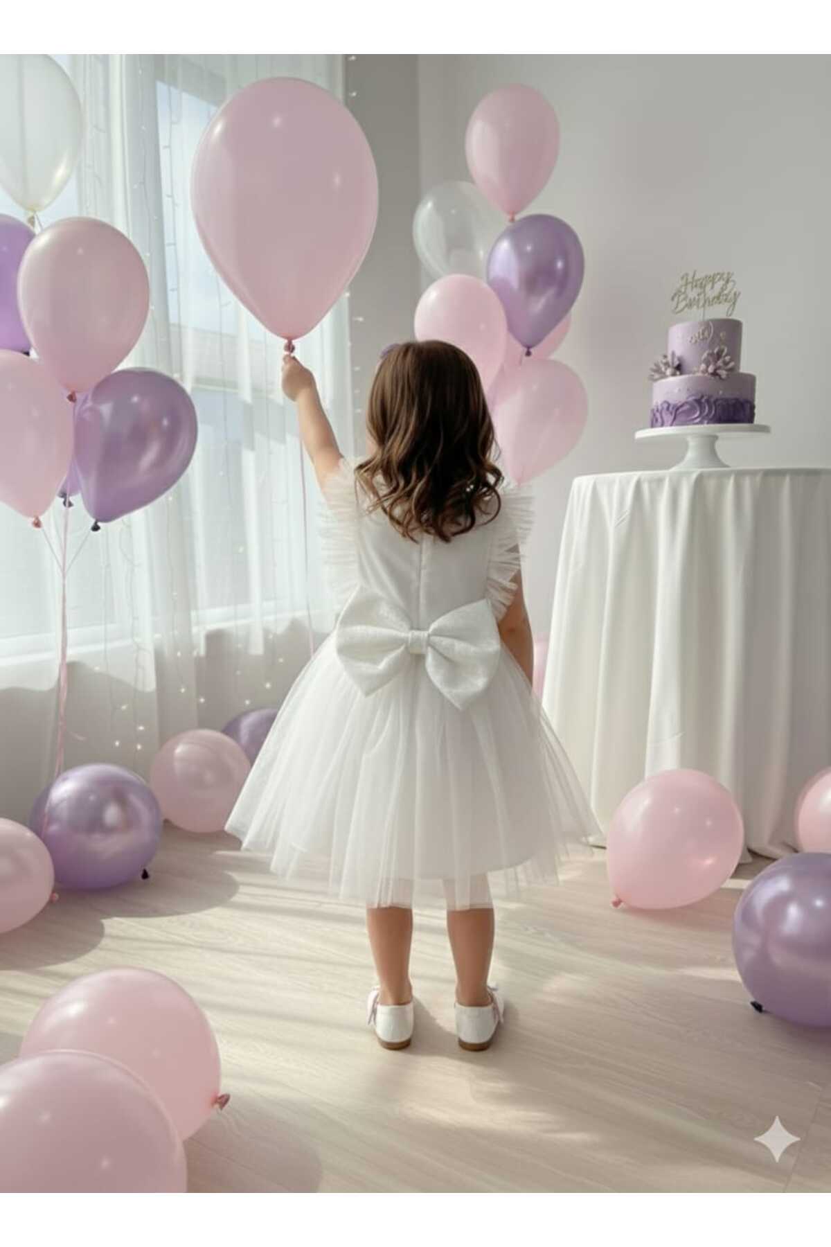 penu baby kids Beyaz Tüllü Kolsuz Kız Bebek Elbise - Christie fotoğrafı 5 (önizleme)