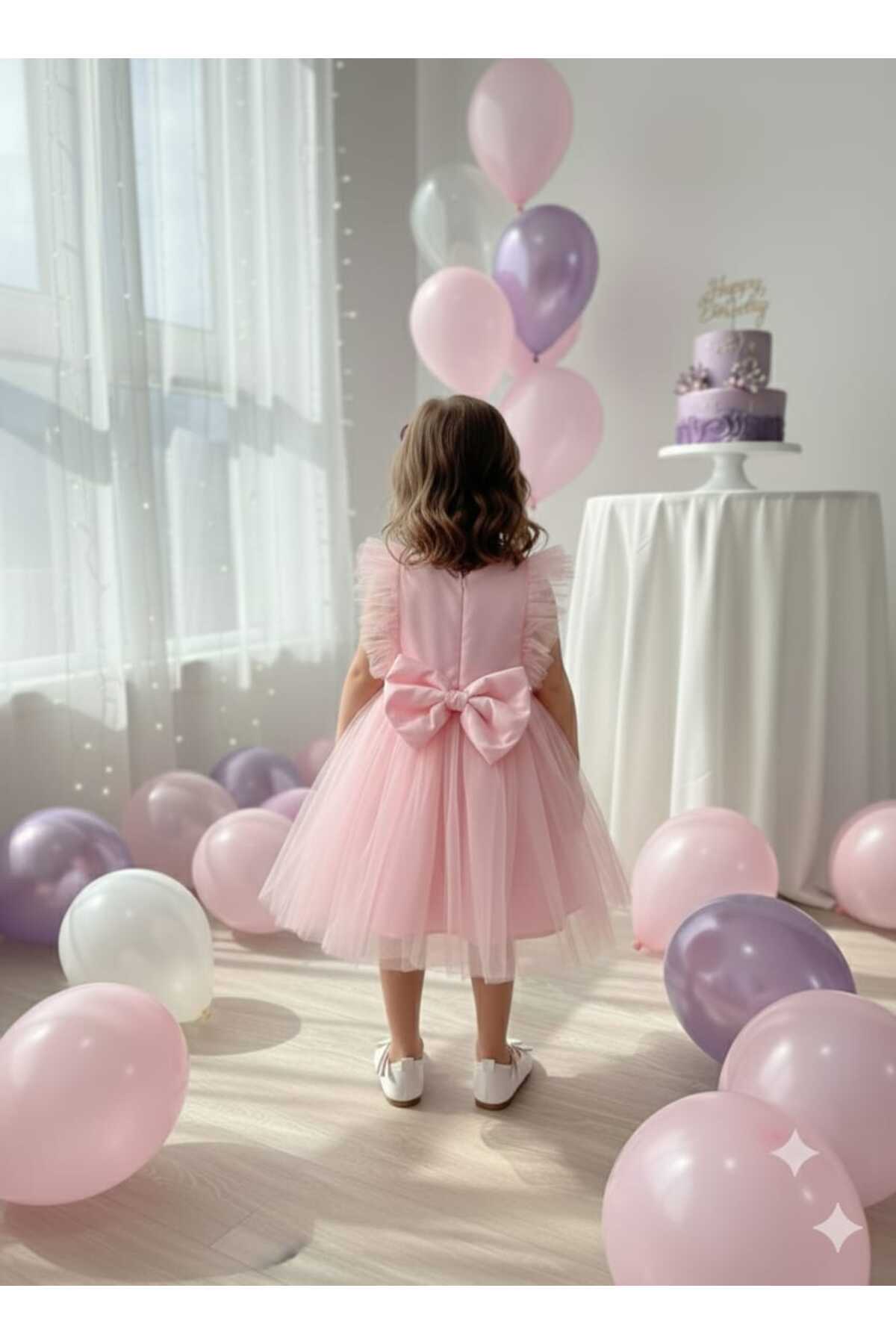 penu baby kids Pembe Tüllü Kolsuz Kız Bebek Elbise - Christie fotoğrafı 4 (önizleme)