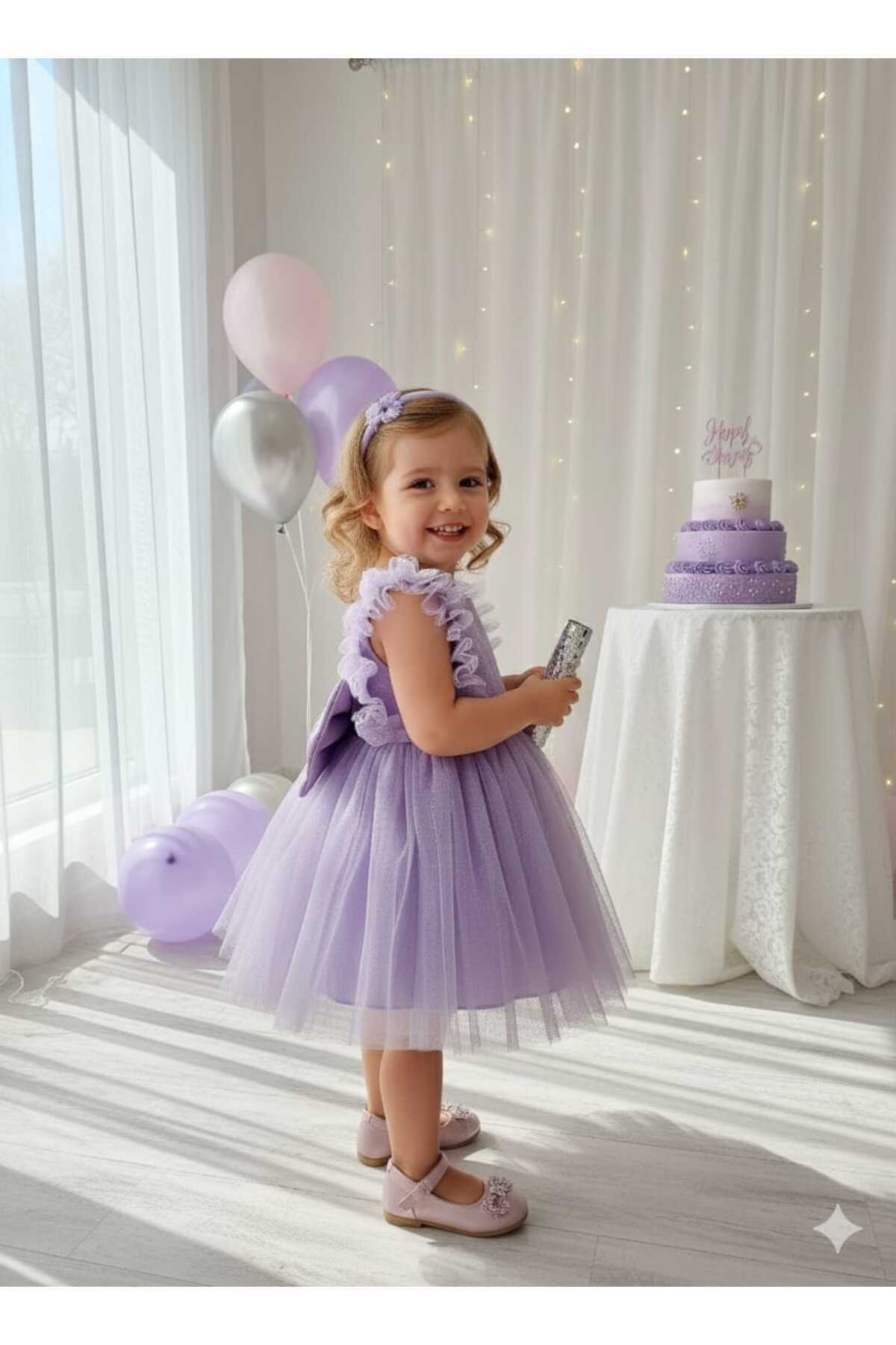 penu baby kids Lila Tüllü Kolsuz Kız Bebek Elbise - Christie fotoğrafı 2 (önizleme)