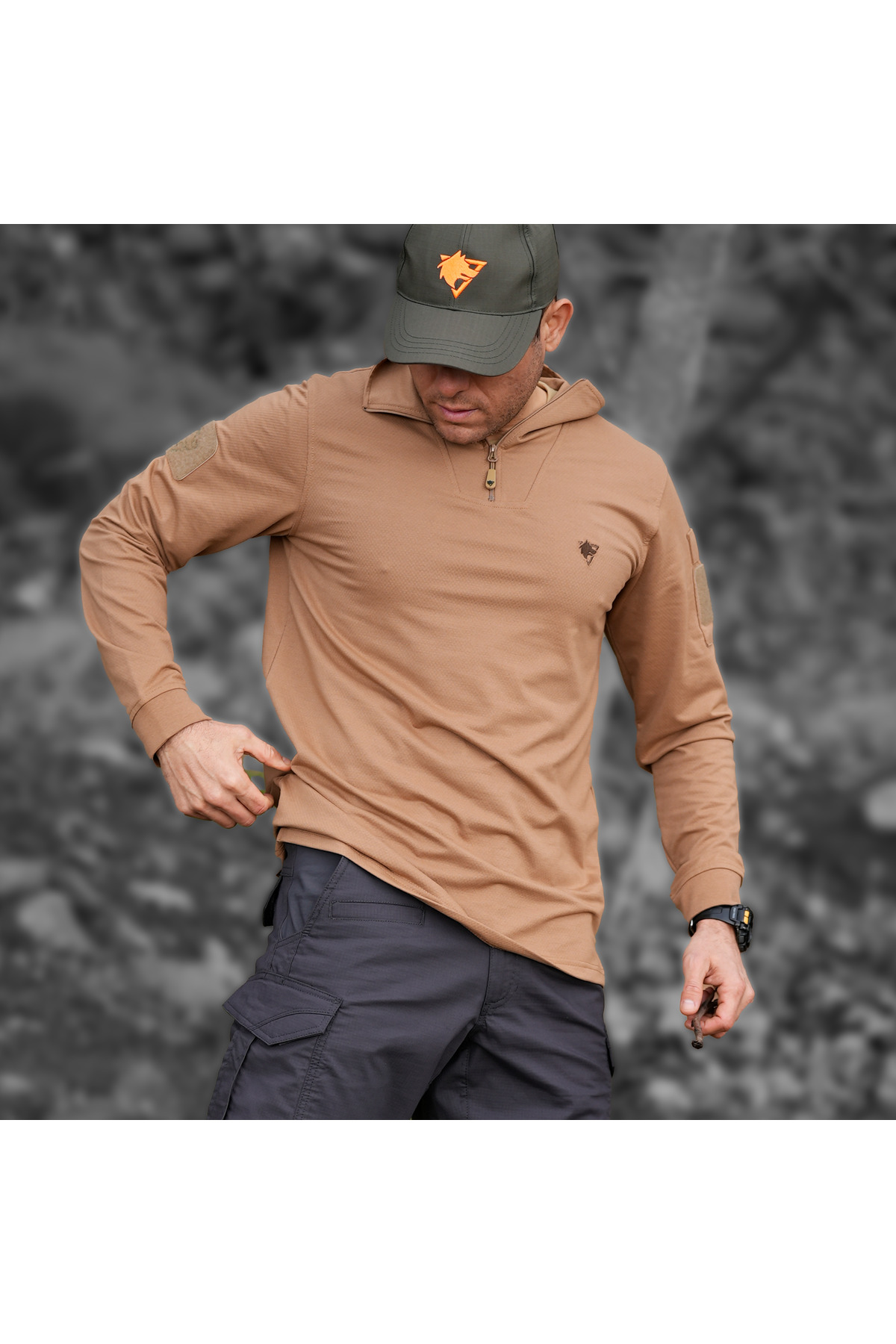 Wolftrap Tactical IRAZ Balıkçı Yaka Uzun Kollu Taktik T-Shirt Bej görsel 4