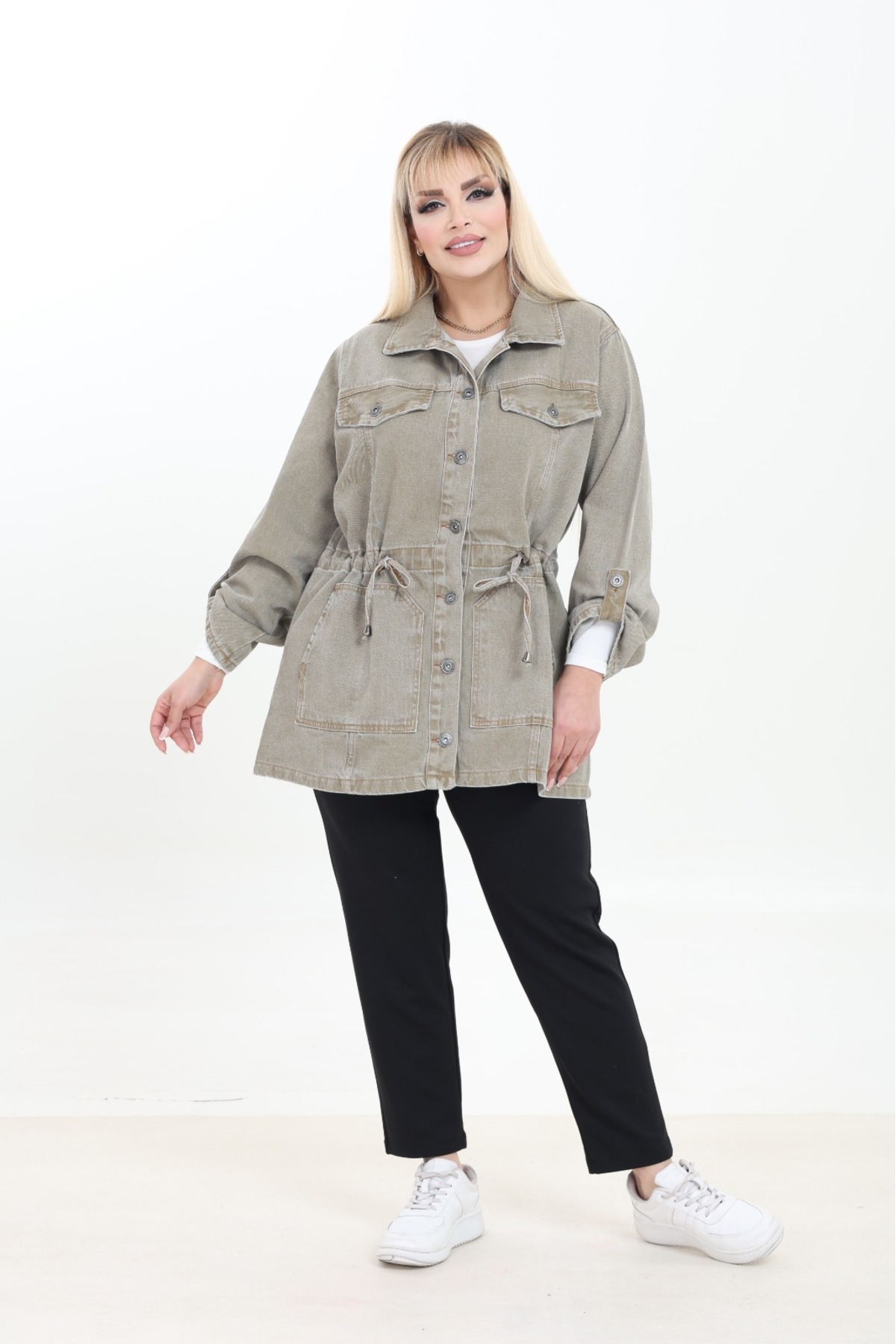 EYLÜLXXL  KADIN BÜTÜK BEDEN KOT CEKET RAHAT KALIP - Görsel 6