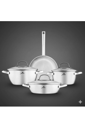 Jumbo Colosseum 3PLY 7 Parça İndüksiyon Tabanlı Çelik Tencere Seti