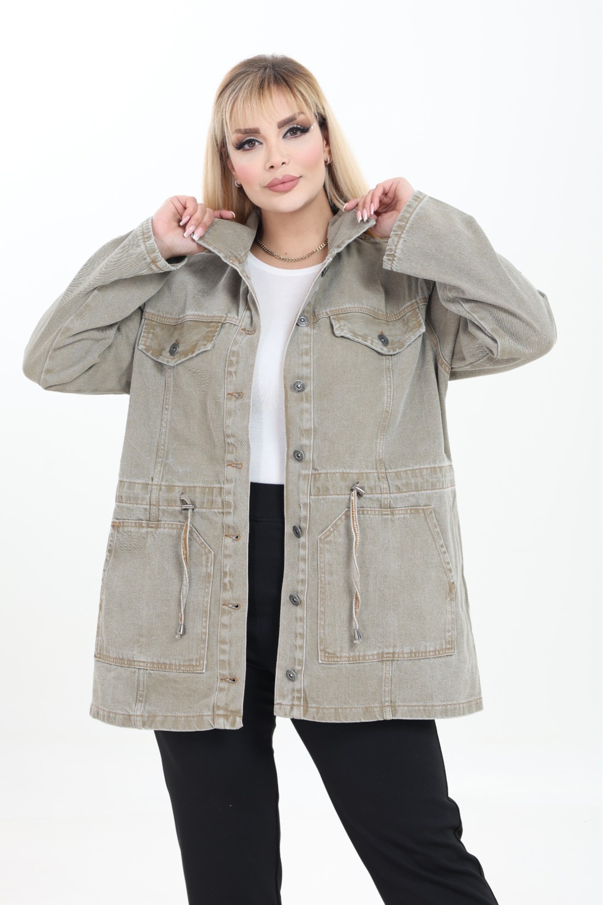 EYLÜLXXL  KADIN BÜTÜK BEDEN KOT CEKET RAHAT KALIP - Görsel 5