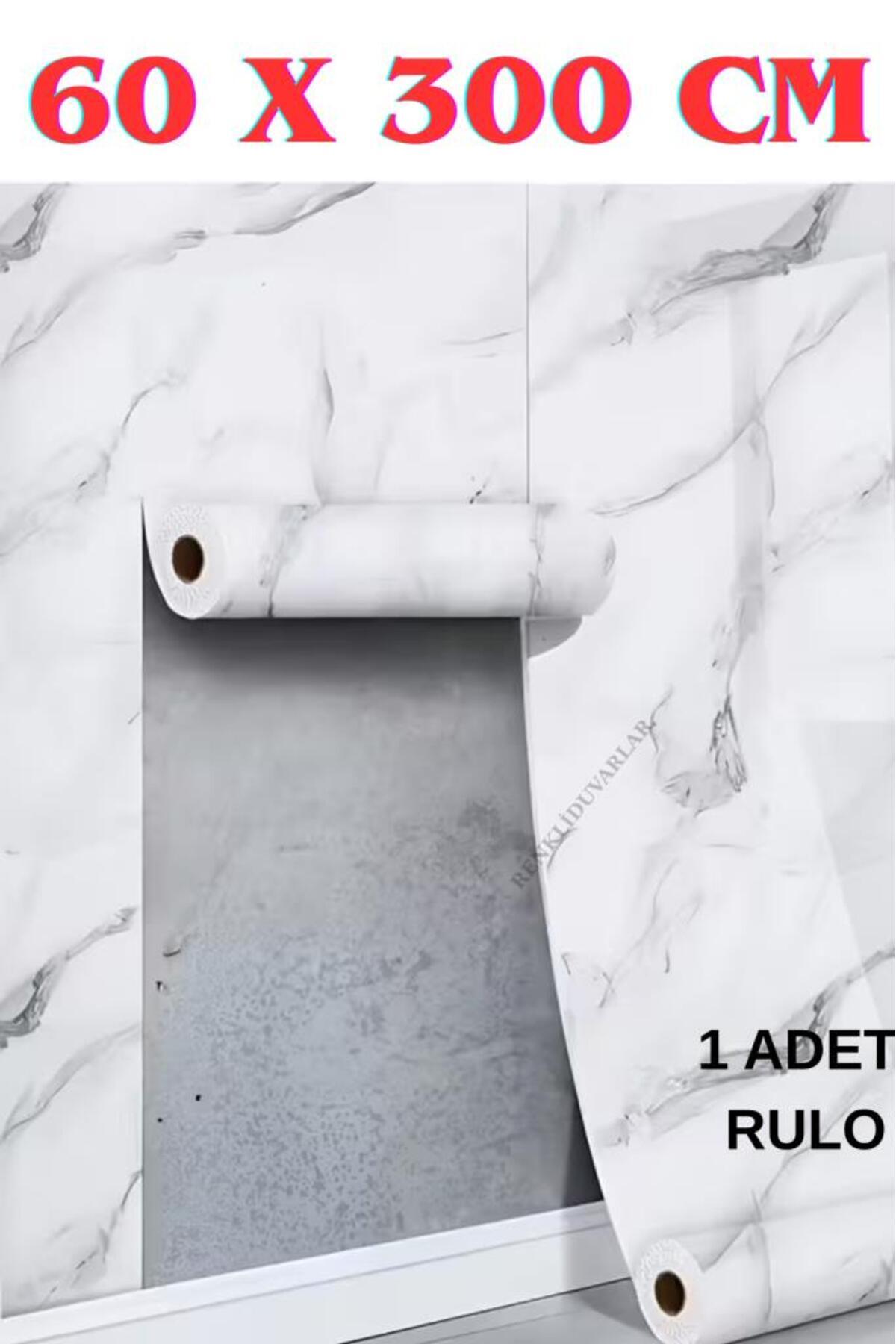 Renkli Duvarlar 60cmx300cm Tek Parça Yapışkanlı Rulo Mermer Desenli Duvar Paneli Kağıdı Silinebilir CF-1060-ALYA