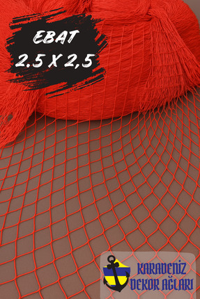 Karadeniz Dekor Ağları Dekoratif Balık Ağı Kırmızı 2,5 X 2,5