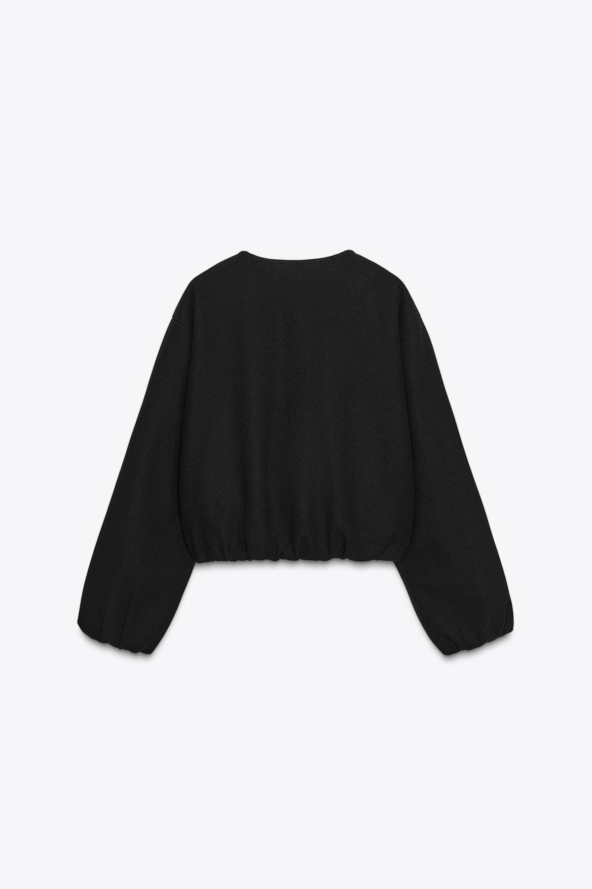 TOKARİS TEKSTİL  Kadın Kaşe Kumaş Bomber Ceket - Görsel 2