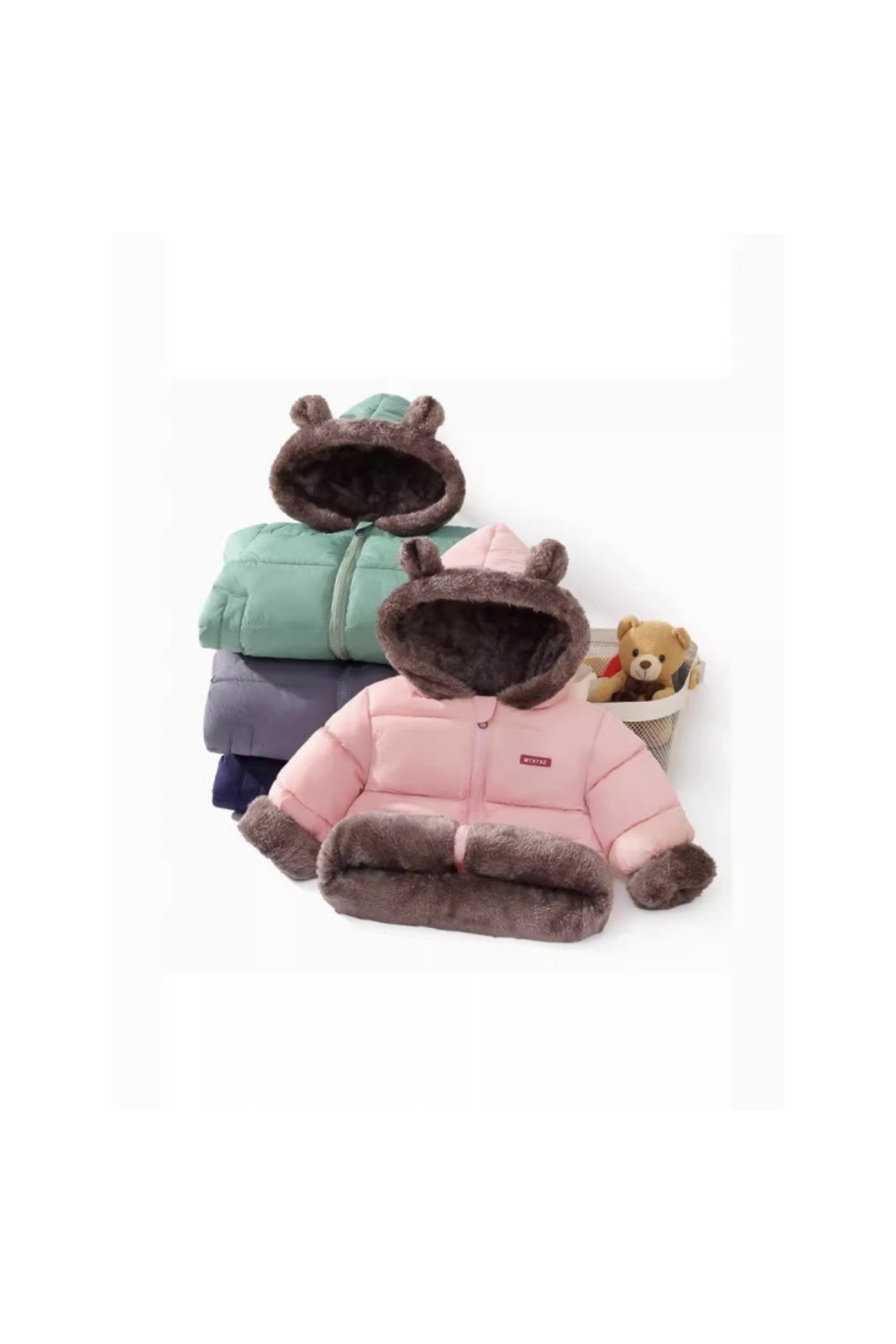 melisam.msg Kız Erkek Çocuk Kış Kalın Sevimli Peluş Mont fotoğrafı 5 (önizleme)