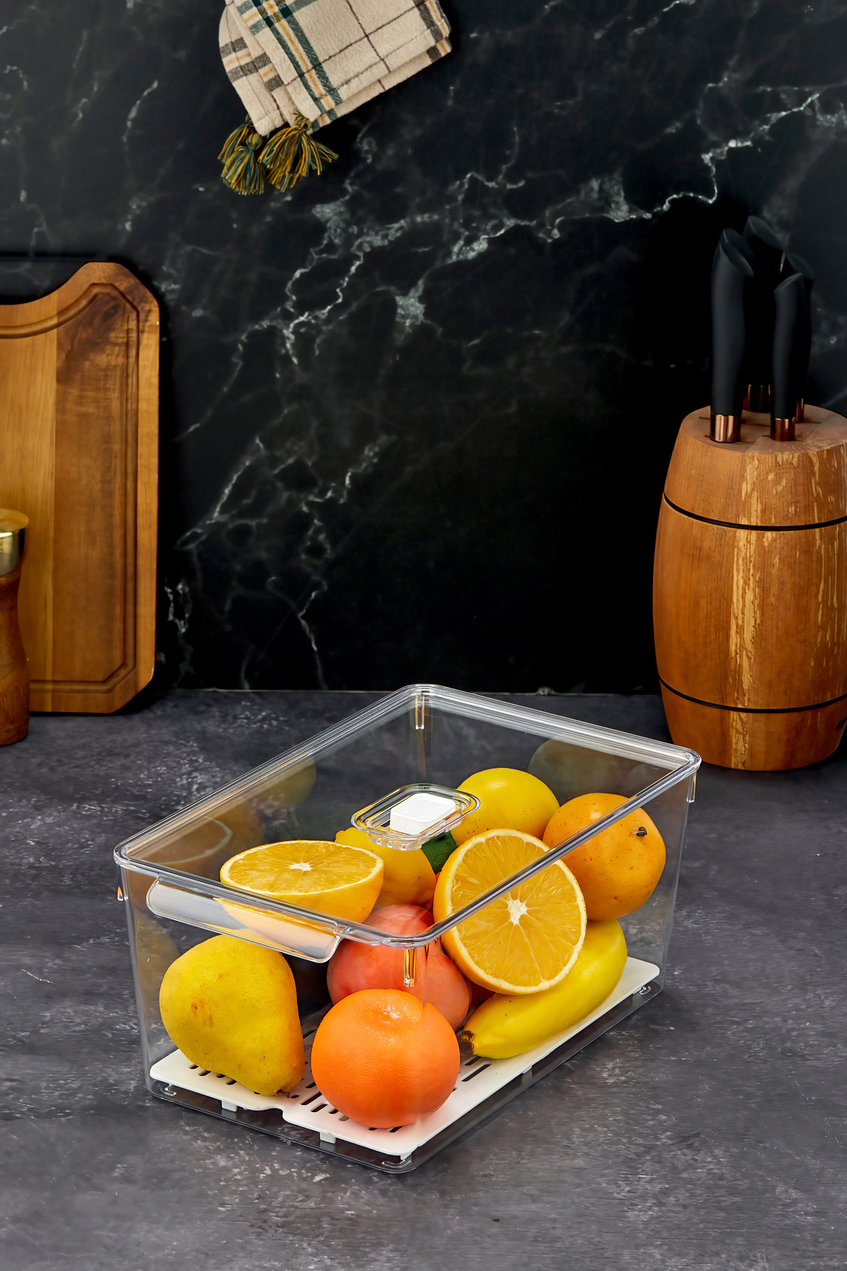 MİHEL Gloss XXL Süzgeçli Kapaklı Buzdolabı & Dolap içi Düzenleyici Organizer 1 adet