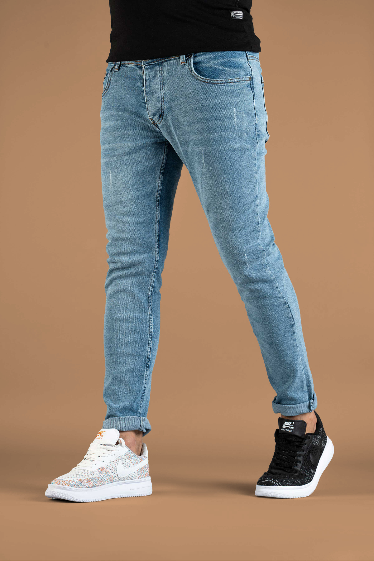 bombe Erkek Slim Fit Tırnaklı Likralı Kot Pantolon Mavi