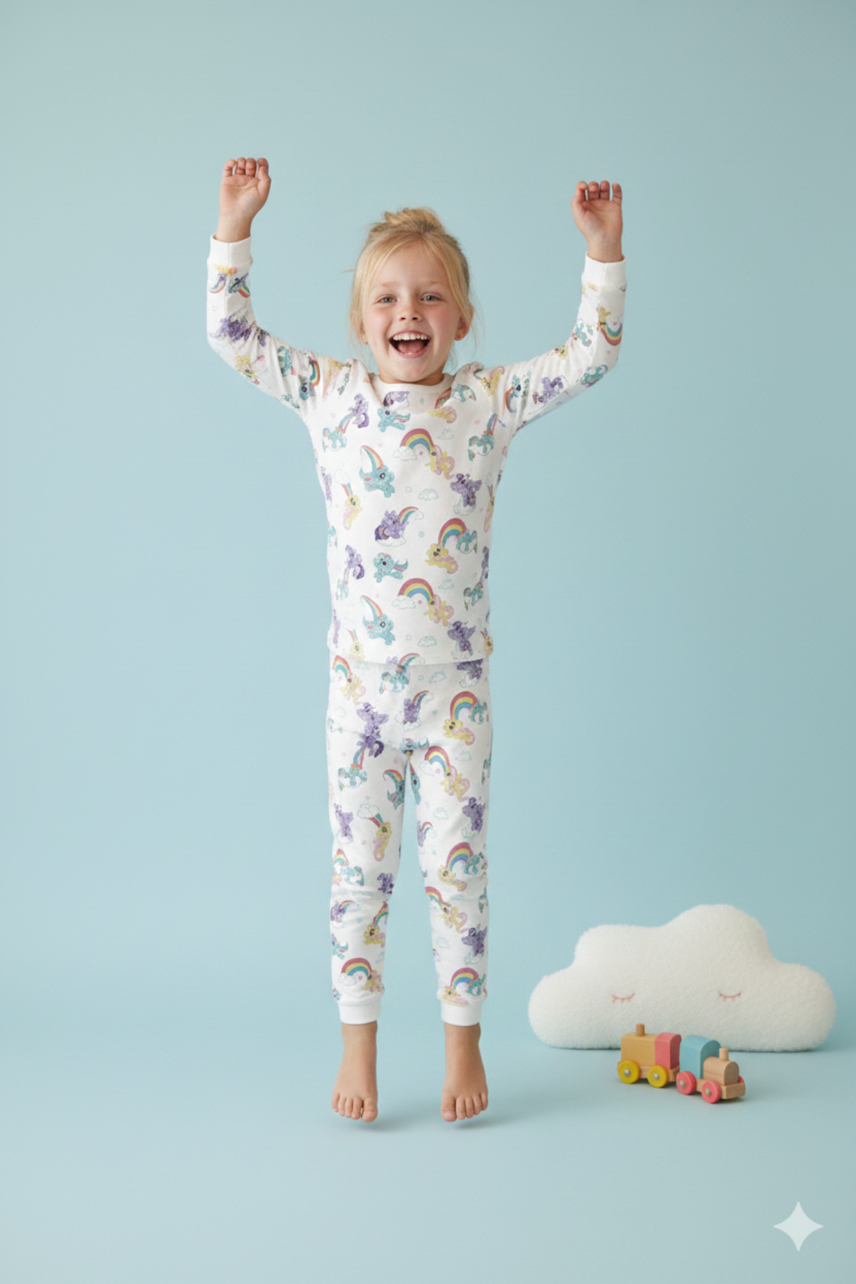 ROSAMİNA Kız Çocuk %100 Pamuklu Unicorn Desen Pijama Takımı fotoğrafı 4 (önizleme)