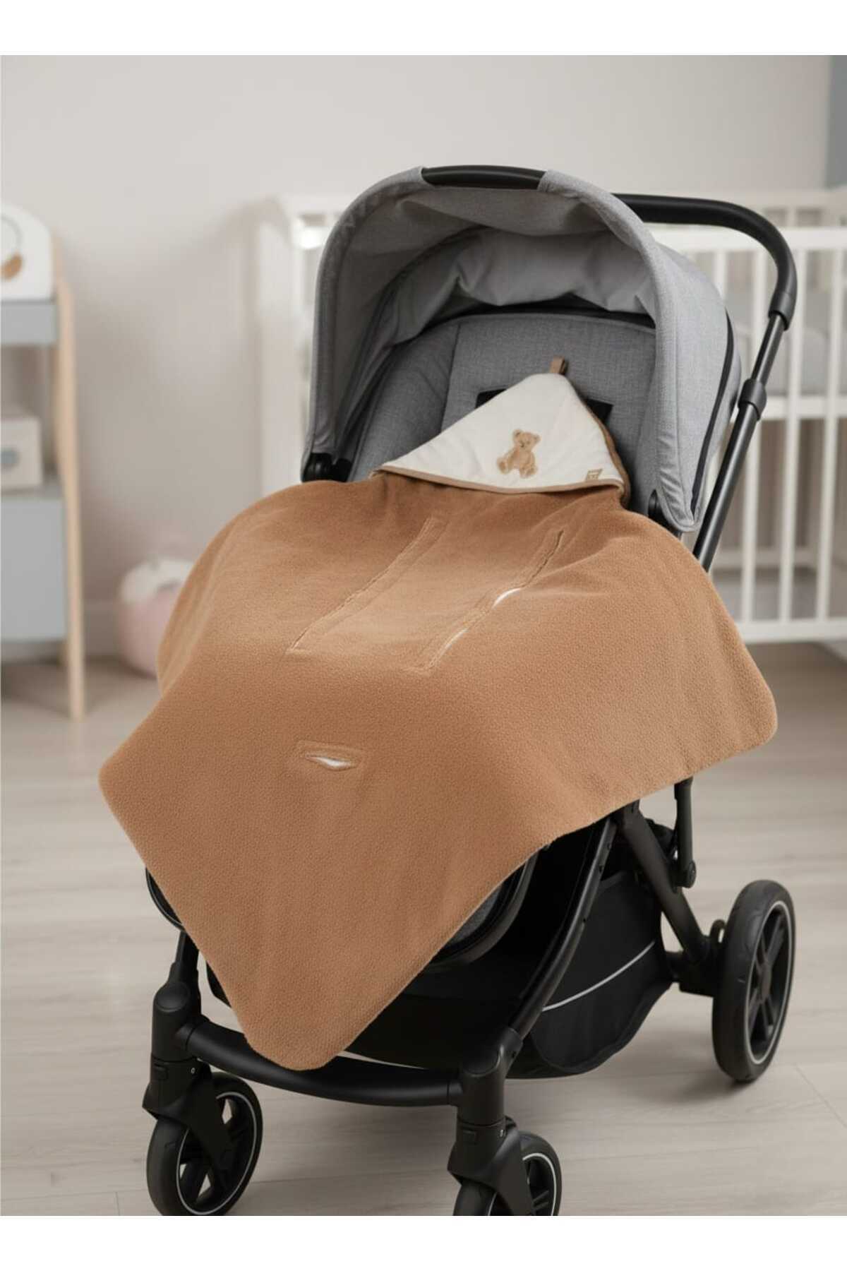 PAMUK HANIM Pamuklu çok amaçlı puset, bebek arabası, oto koltuğu kız- erkek bebek battaniye ayı teddy/kahverengi fotoğrafı 2 (önizleme)