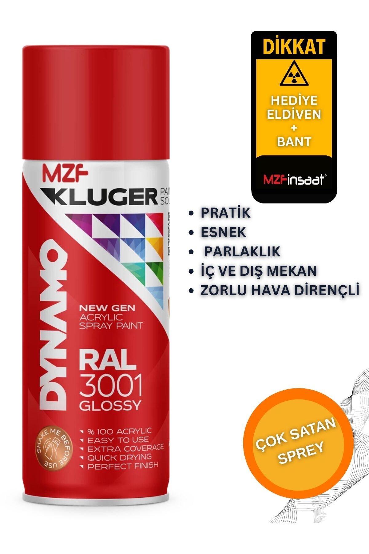 MZF KLUGER SPREY BOYA AHŞAP-METAL-PLASTİK- RÜTUŞ- BOYASI Ral 3020