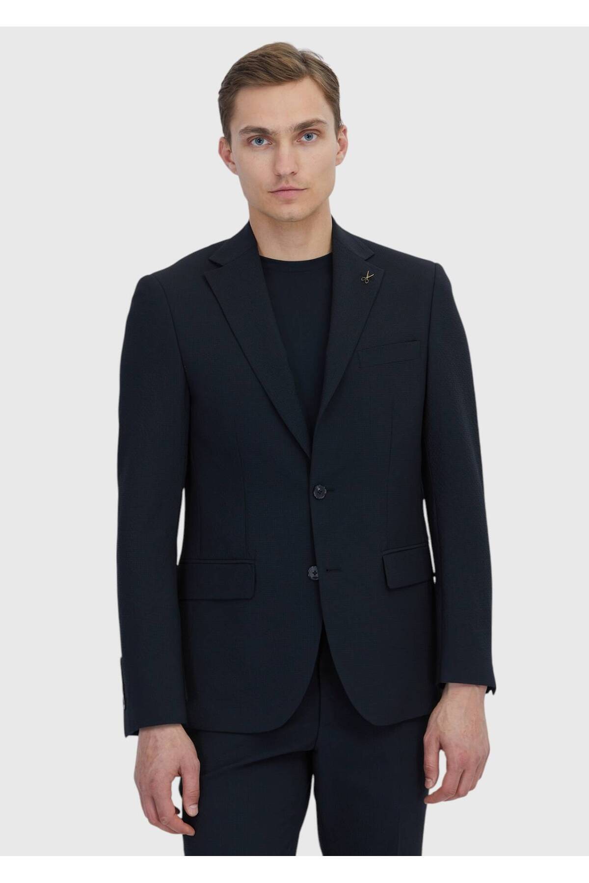 Ramsey Siyah Mikro Modern Fit Yün Karışımlı Takım Elbise