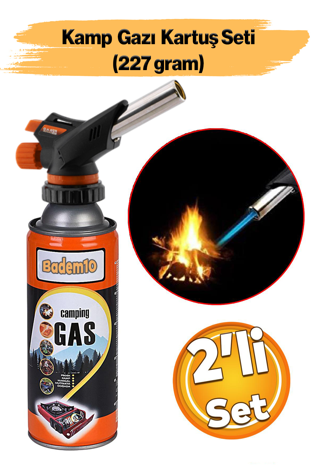 Badem10 Çakmaklı Pürmüz 400 ml Piknik Kamp Mangal Mutfak Ateş