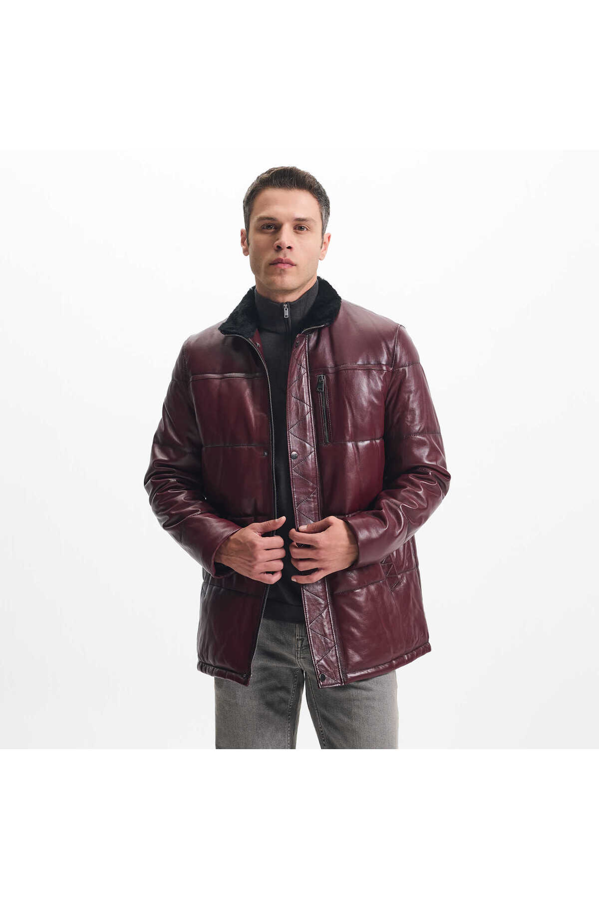 Tergan Bordo Hakiki Deri Erkek Deri Kaban - E23KDM310461-Q4N