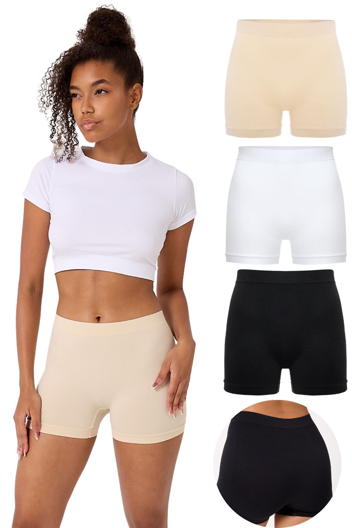 FOREVER MORE 3'lü Kadın Dikişsiz Basic Boxer