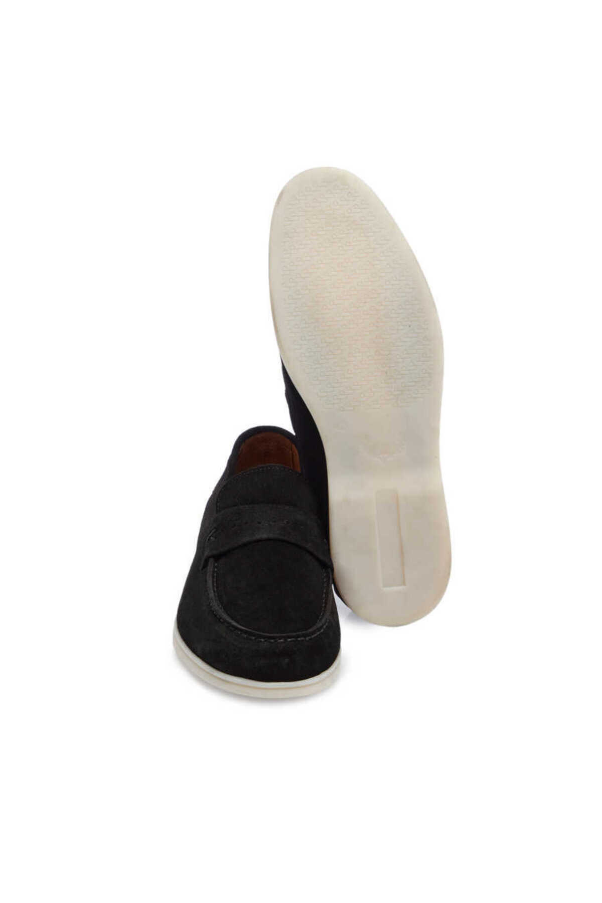 Tergan Siyah Hakiki Süet Deri Erkek Loafer - E24I1AY56788-A01 görsel 4