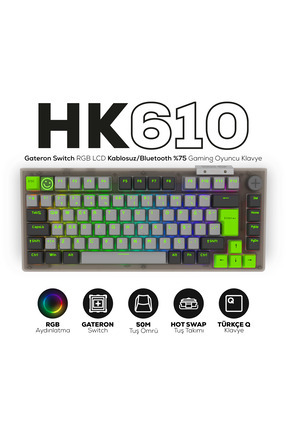 Hawk Gaming Chair HK610 Gateron Switch RGB LCD Tri-Mode Kablosuz/Bluetooth %7...