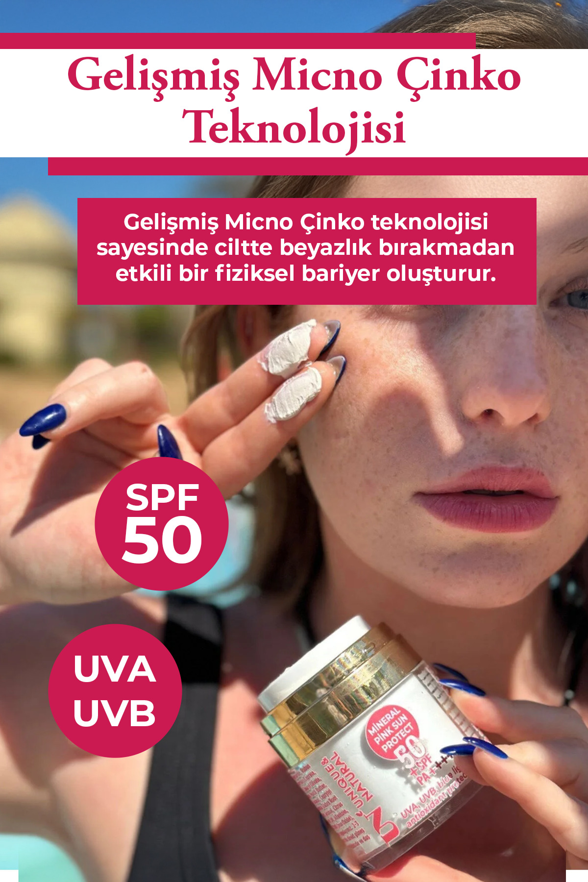 کرم ضد آفتاب مینرال پینک با SPF 50 — 8684298952443 — تصویر 3 از 6