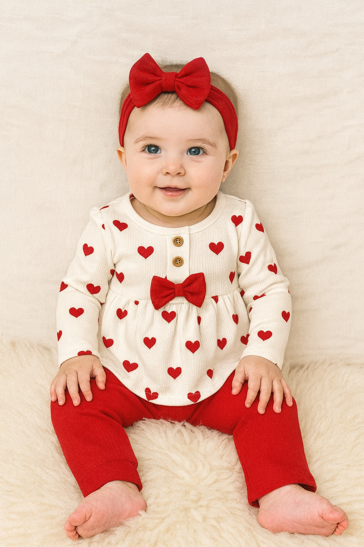 bebekyol Kalpli Kız Bebek Takım (bandanasız) fotoğrafı 3 (önizleme)