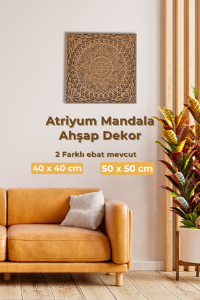 Aluradeco Atriyum Mandala Ham Ahşap Duvar Dekoru Bohem ve İskandinav Ev Dekor...