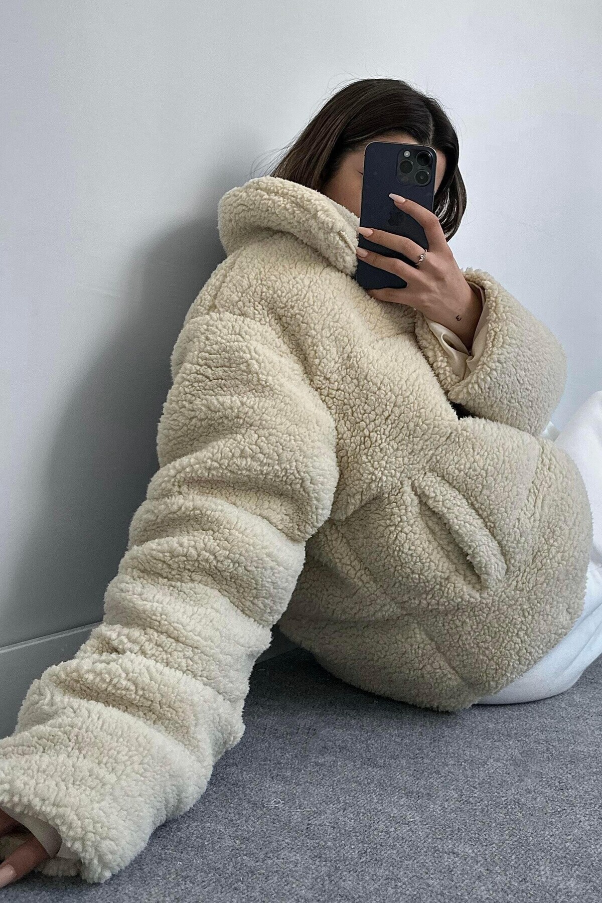 moda armanc Γυναικείο βελούδινο φουσκωτό παλτό Teddy