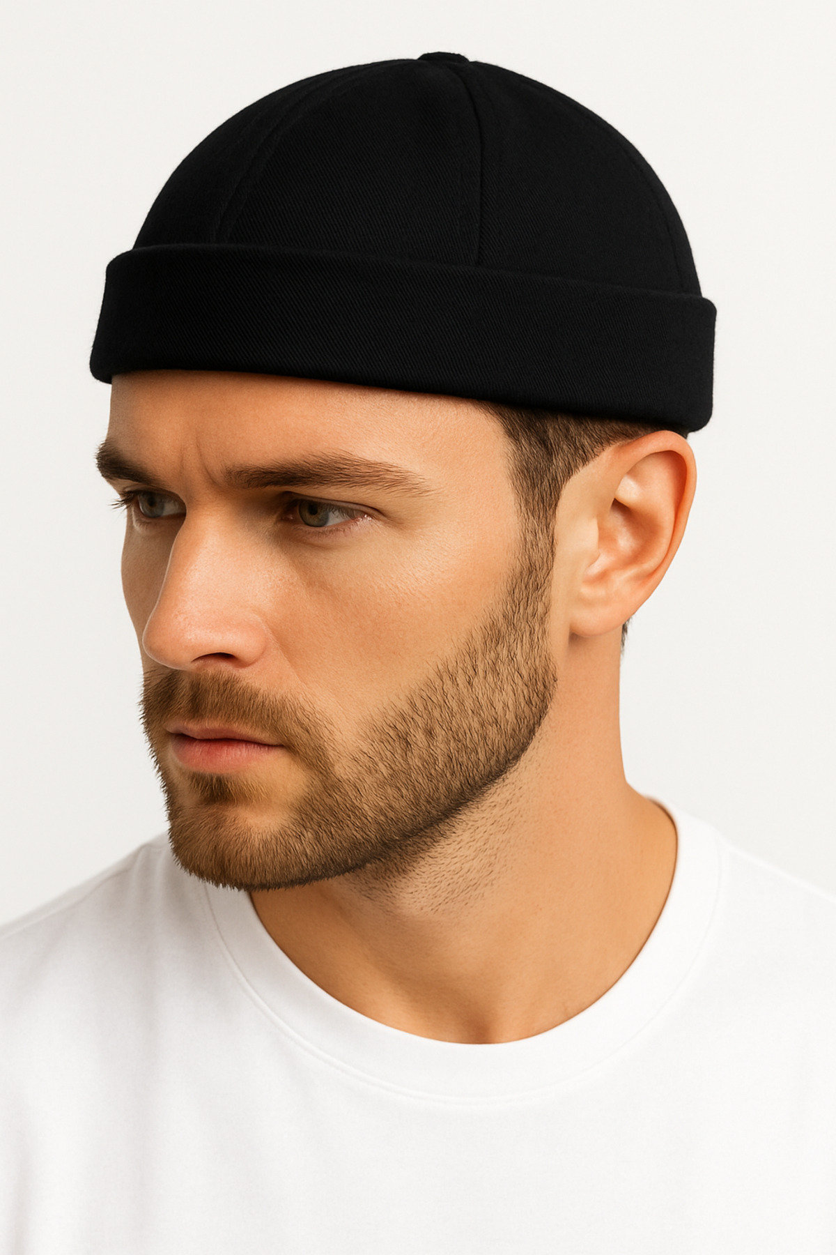 ZERAMİNE Siyah Docker Şapka %100 Pamuk Ayarlanabilir Cırtlı