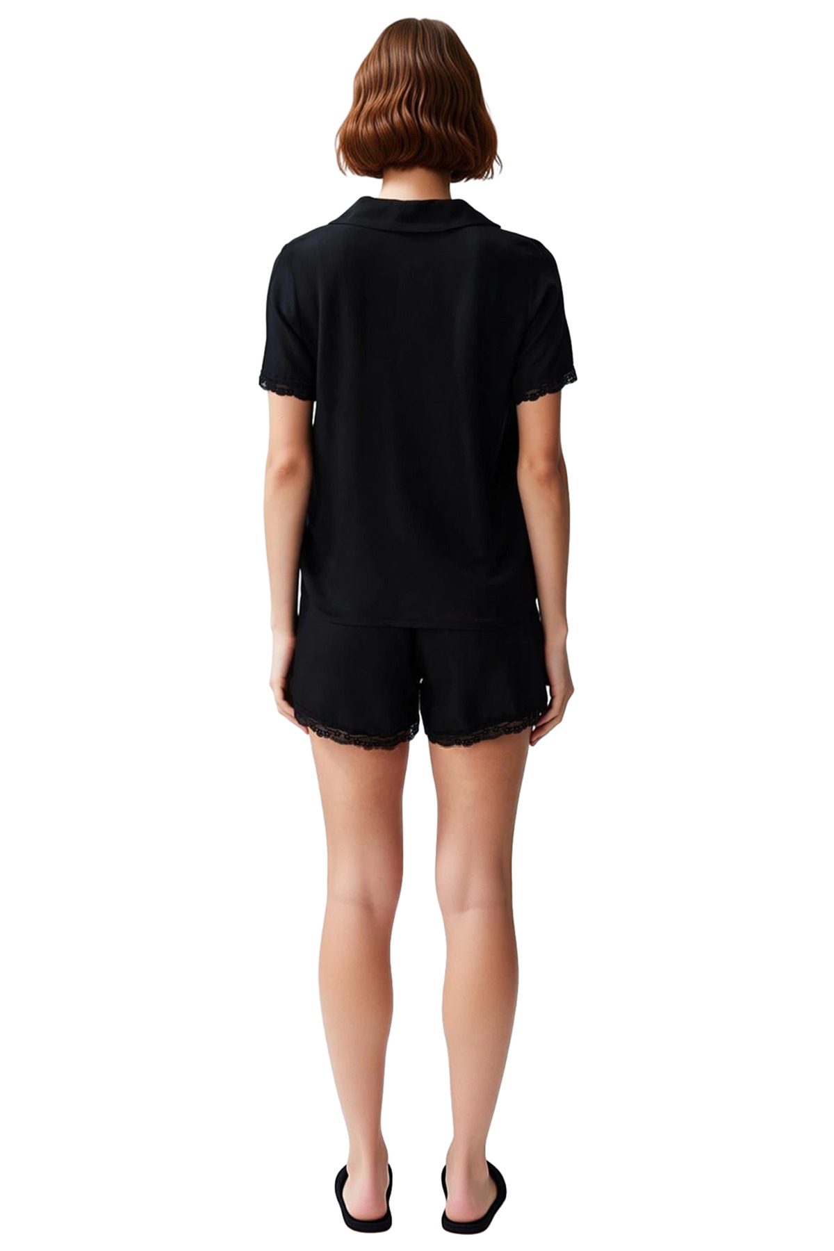 Kadın Dantelli Viskon Pijama Takımı Şortlu Rahat Yazlık Kaliteli İşçilik Modern Stil Konforlu Kesim