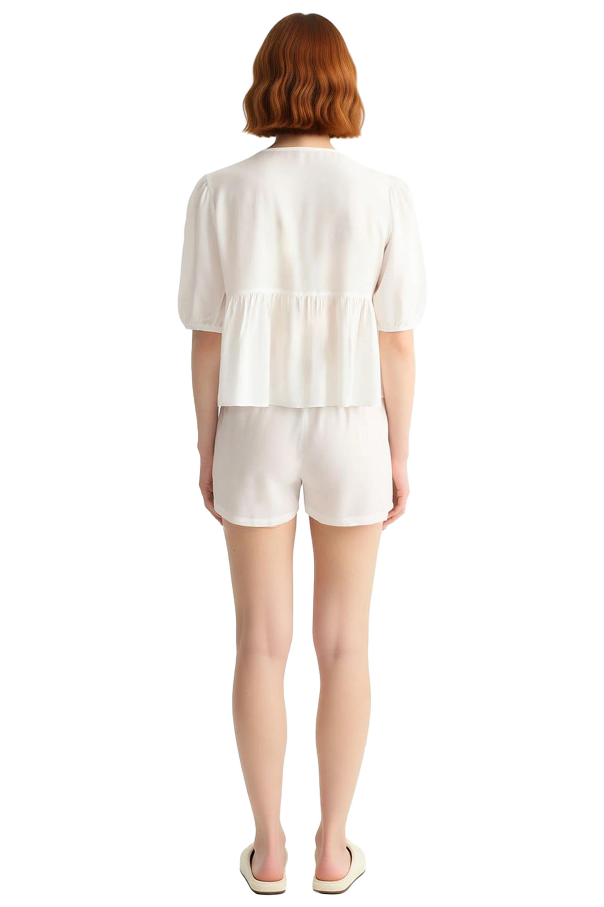Kadın Yazlık Viskon Pijama Takımı Nakışlı Fiyonk Detaylı Rahat Trend Tasarım Modern Stil